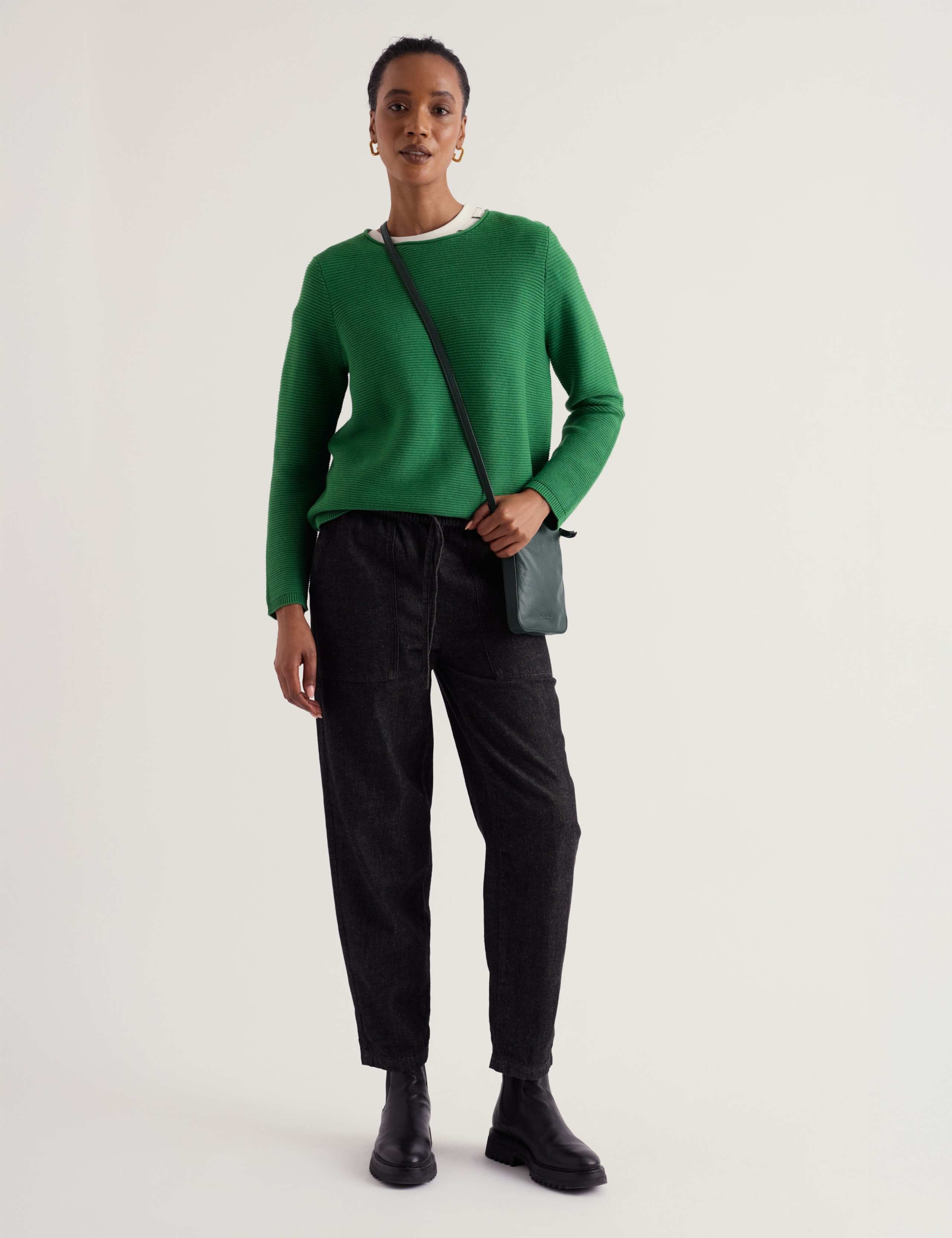 Pure Cotton Baat Neck Relaxed Jumper