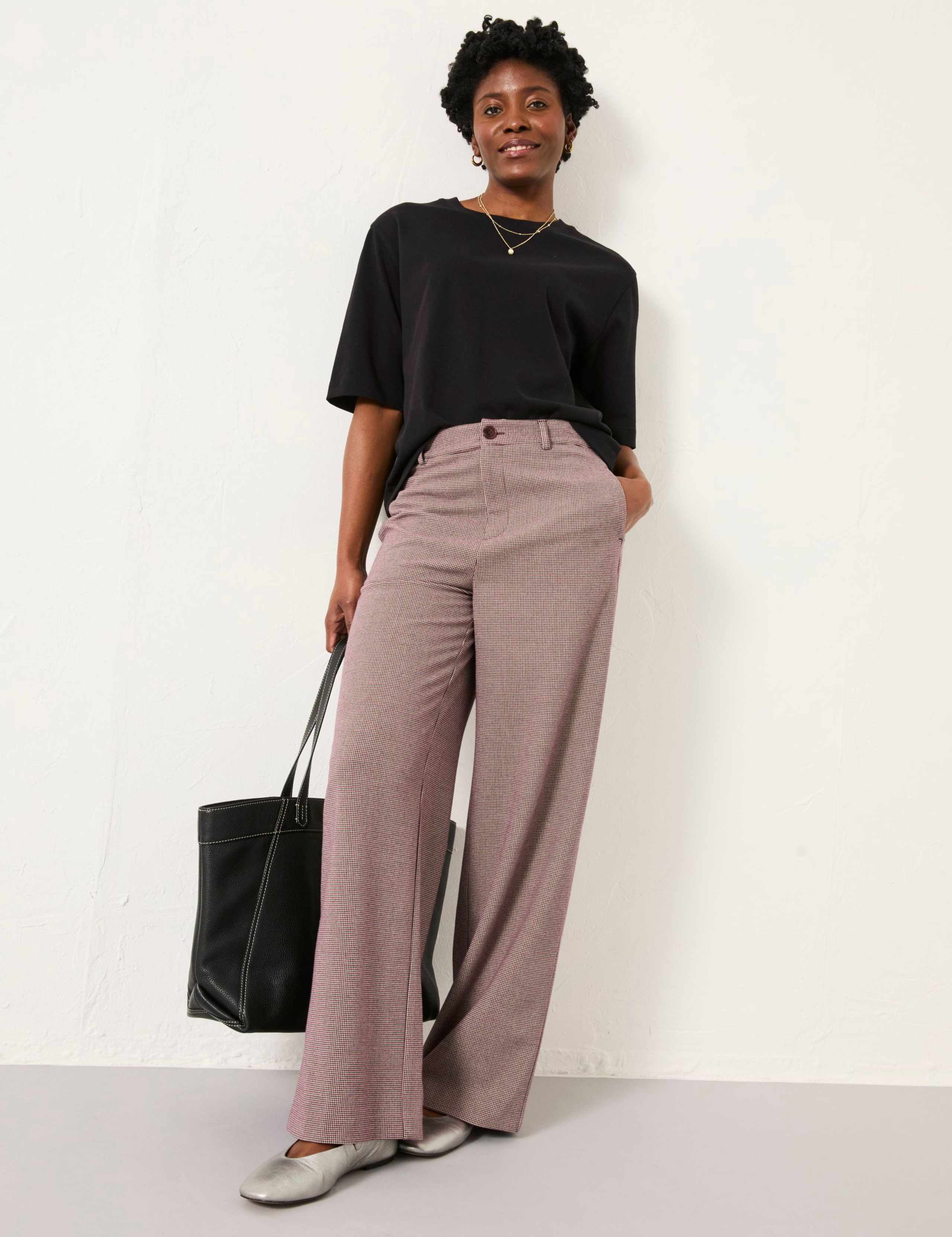 Checked Wide Leg Trousers