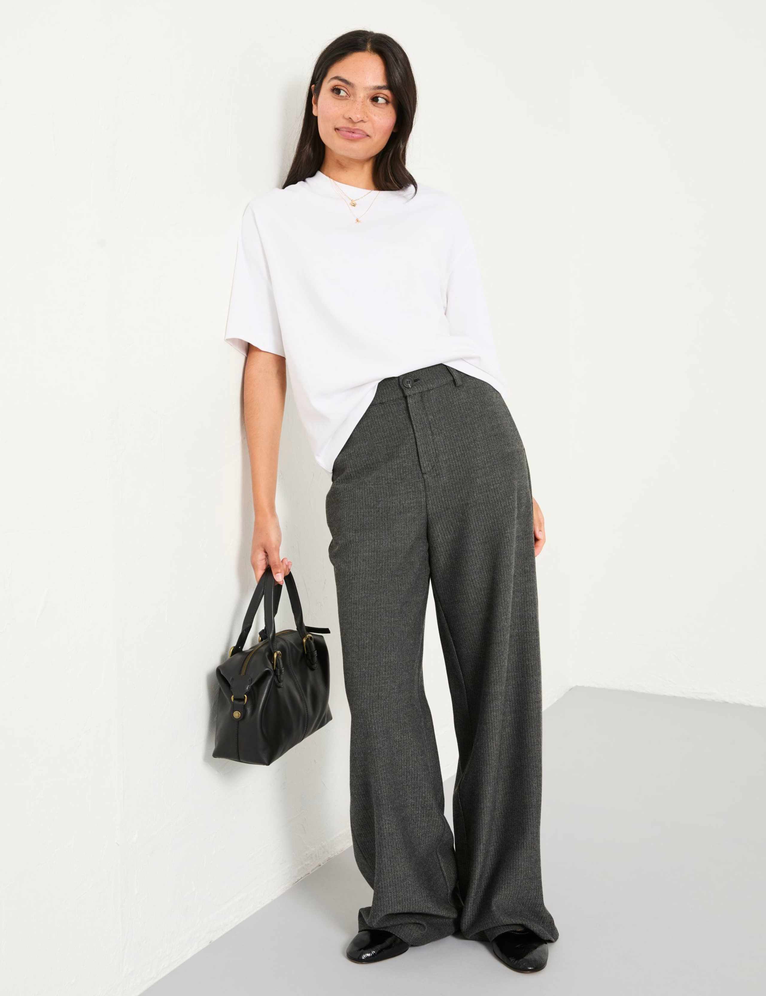 Checked Wide Leg Trousers