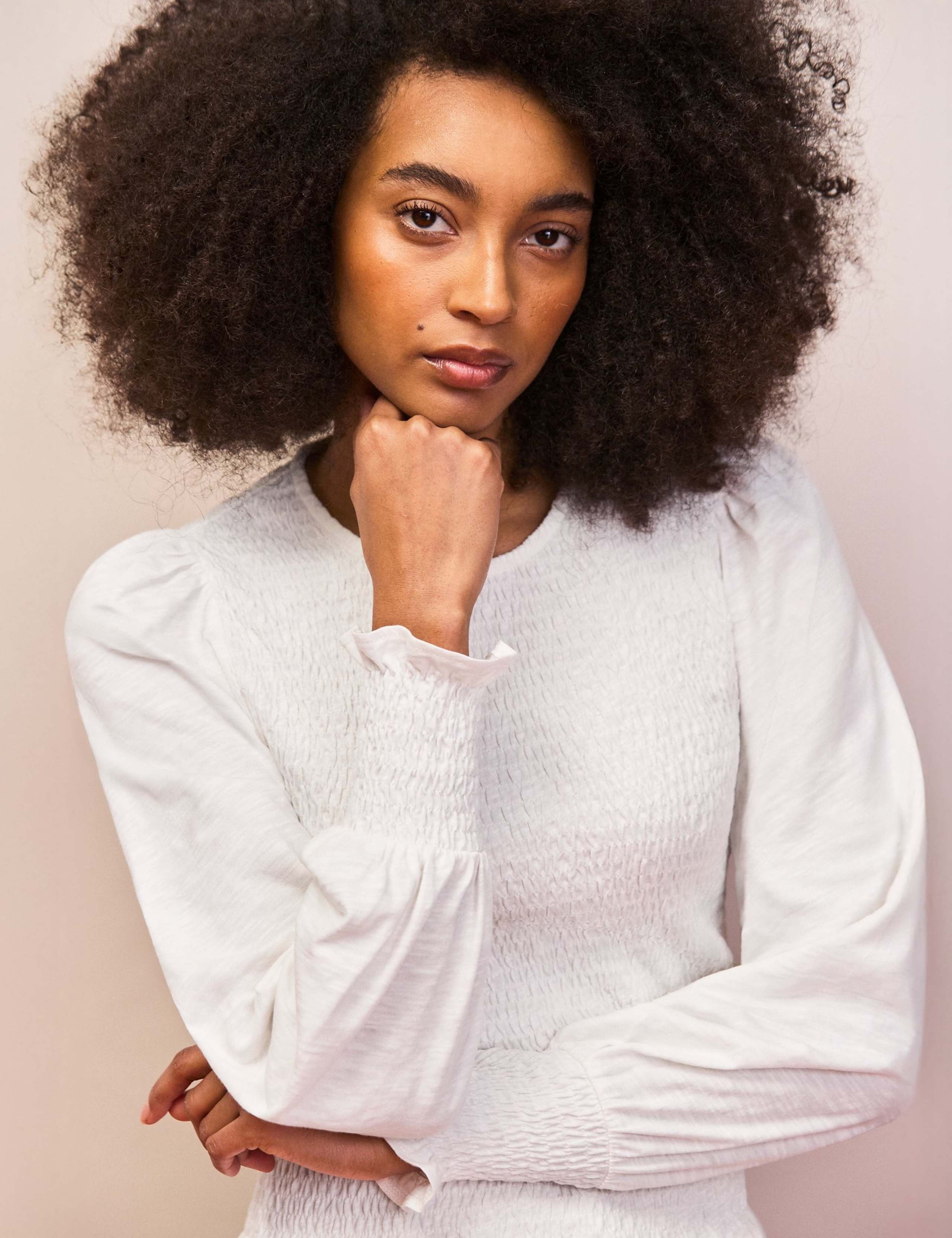 Pure Cotton Jersey Shirred Top