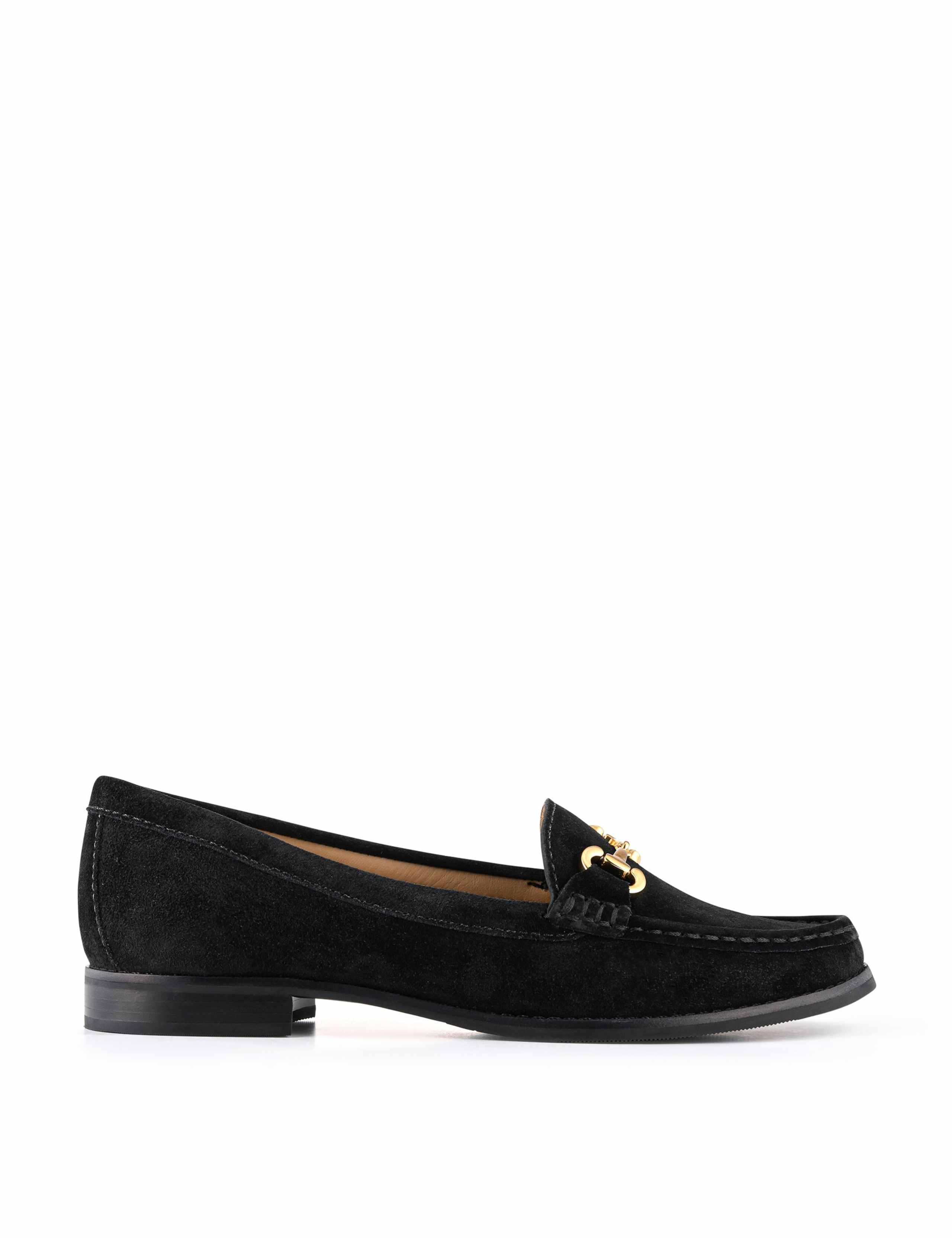 Suede Buckle Loafers