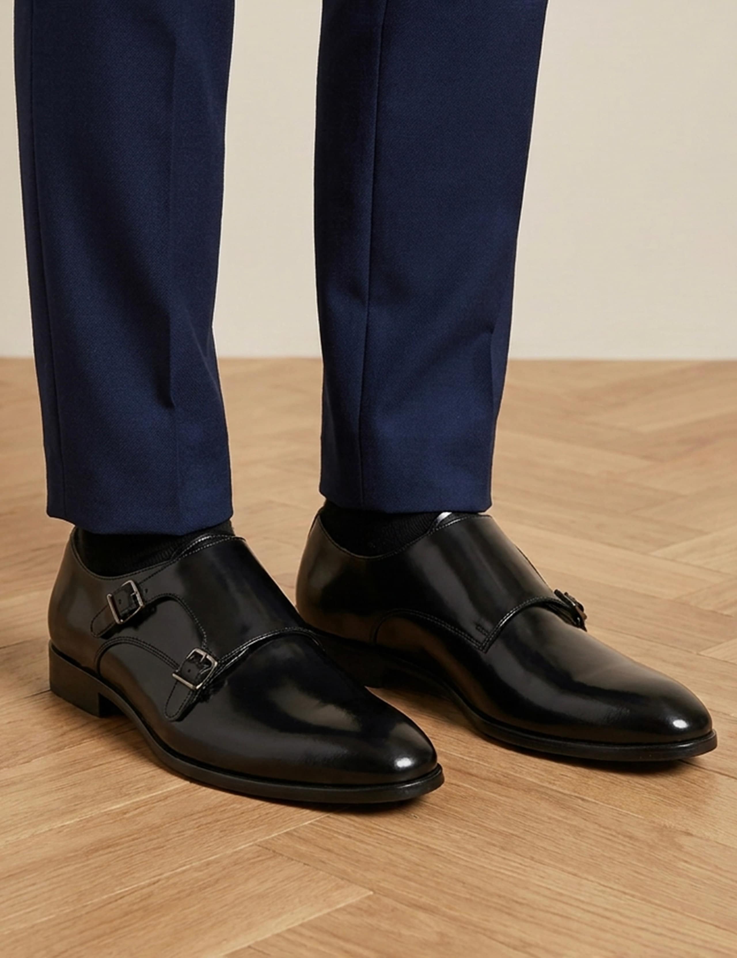Leather Monk Strap Shoes
