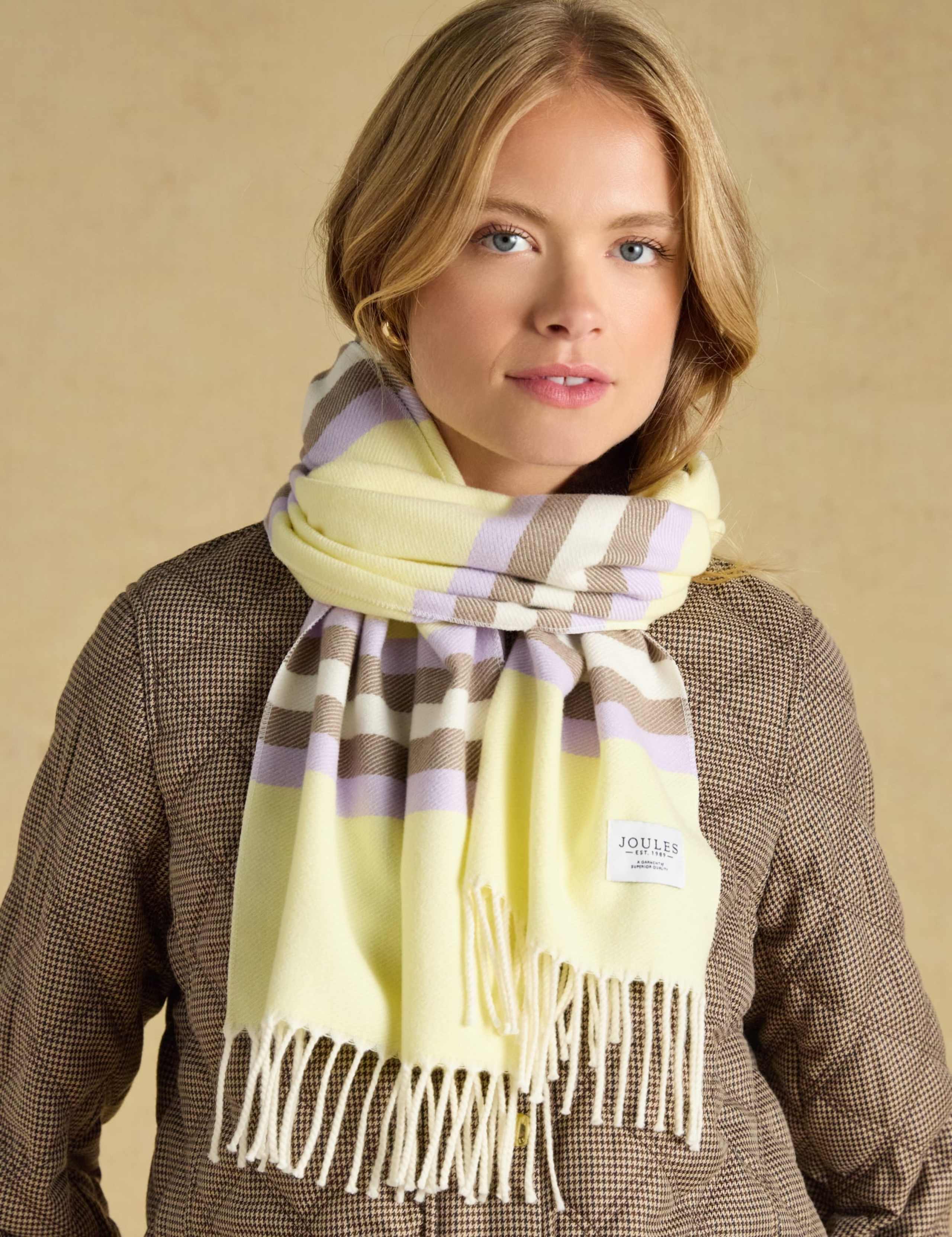 Knitted Striped Oversized Tassel Scarf
