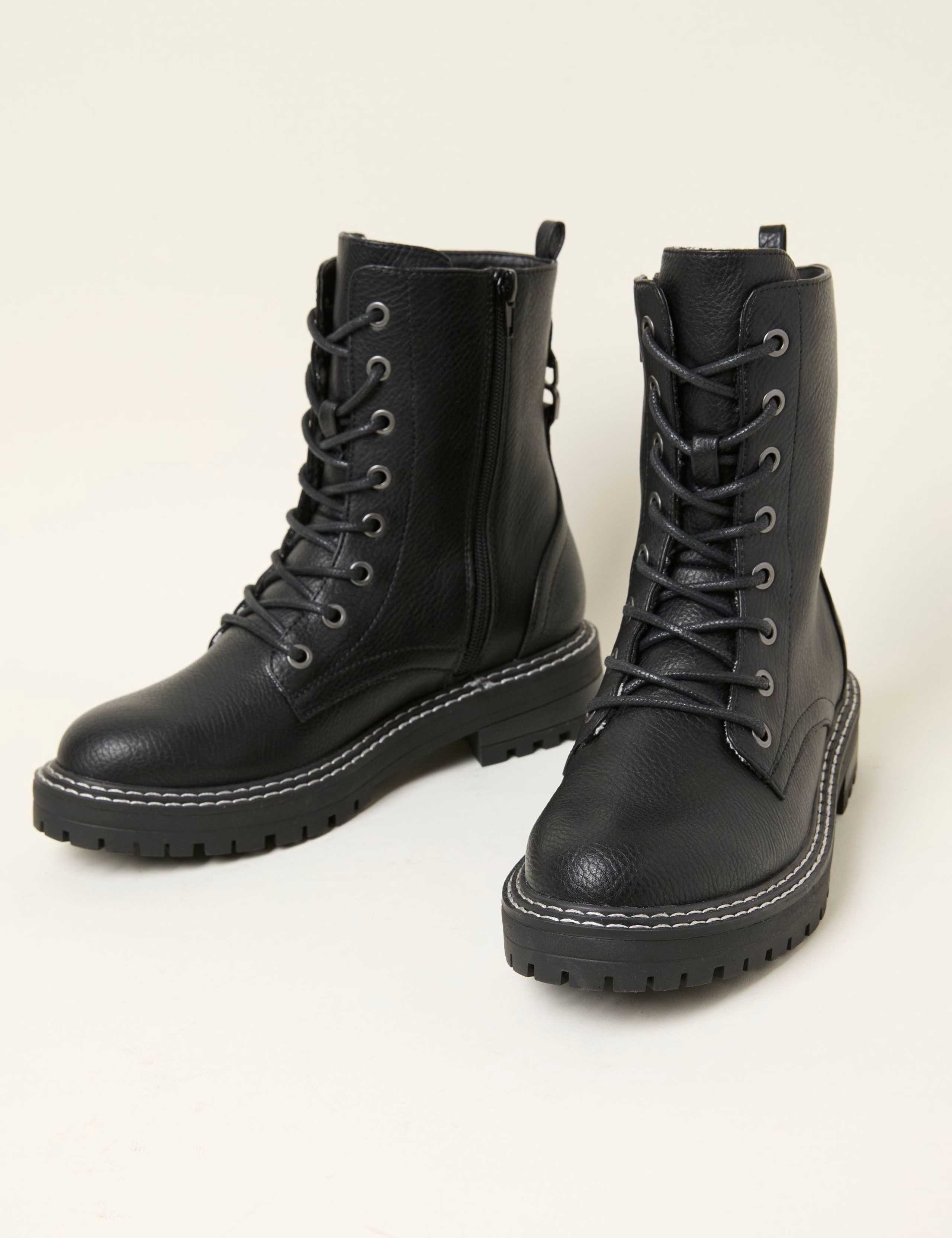 Chunky Lace Up Ankle Boots