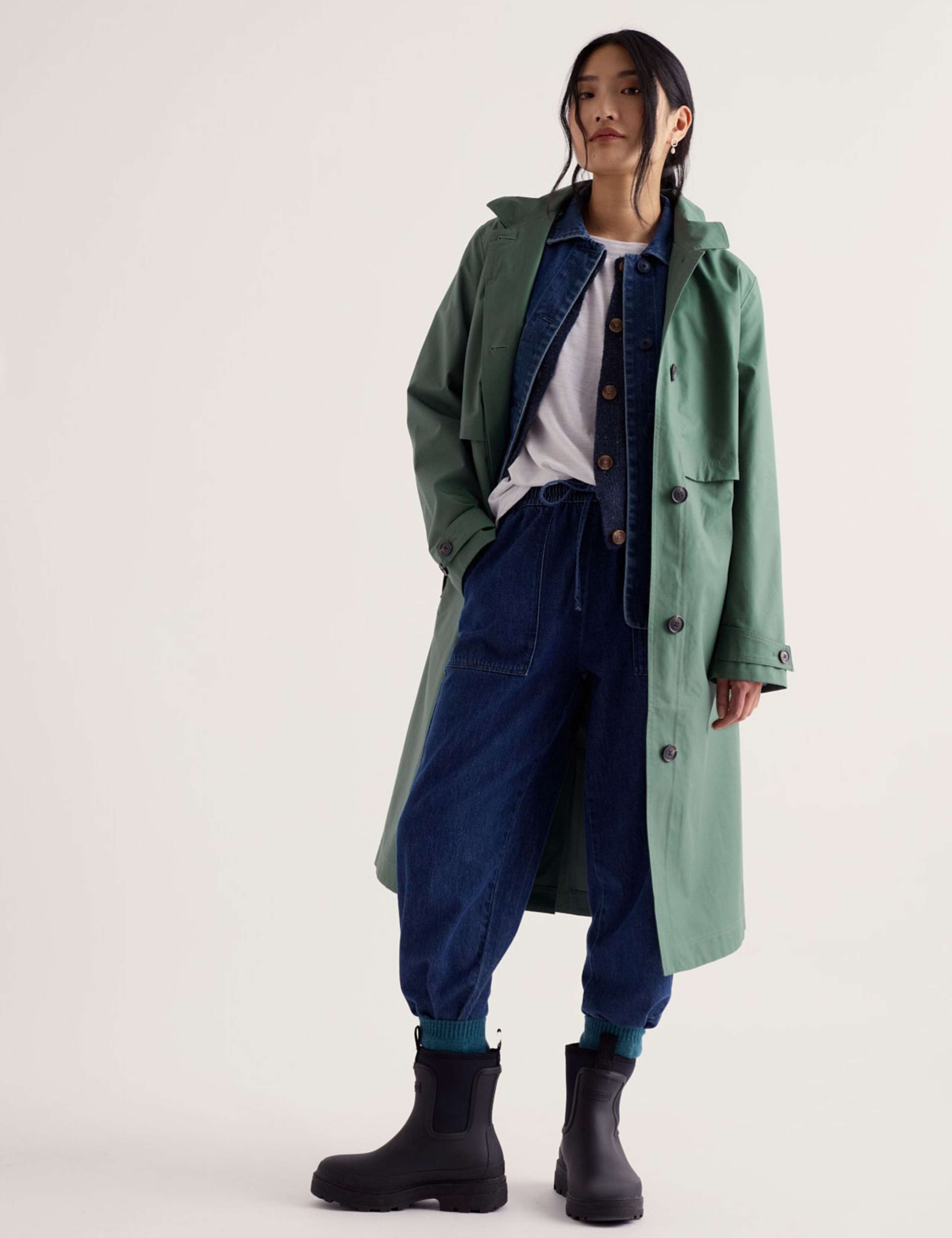 Pure Cotton Waterproof Relaxed Trench Coat