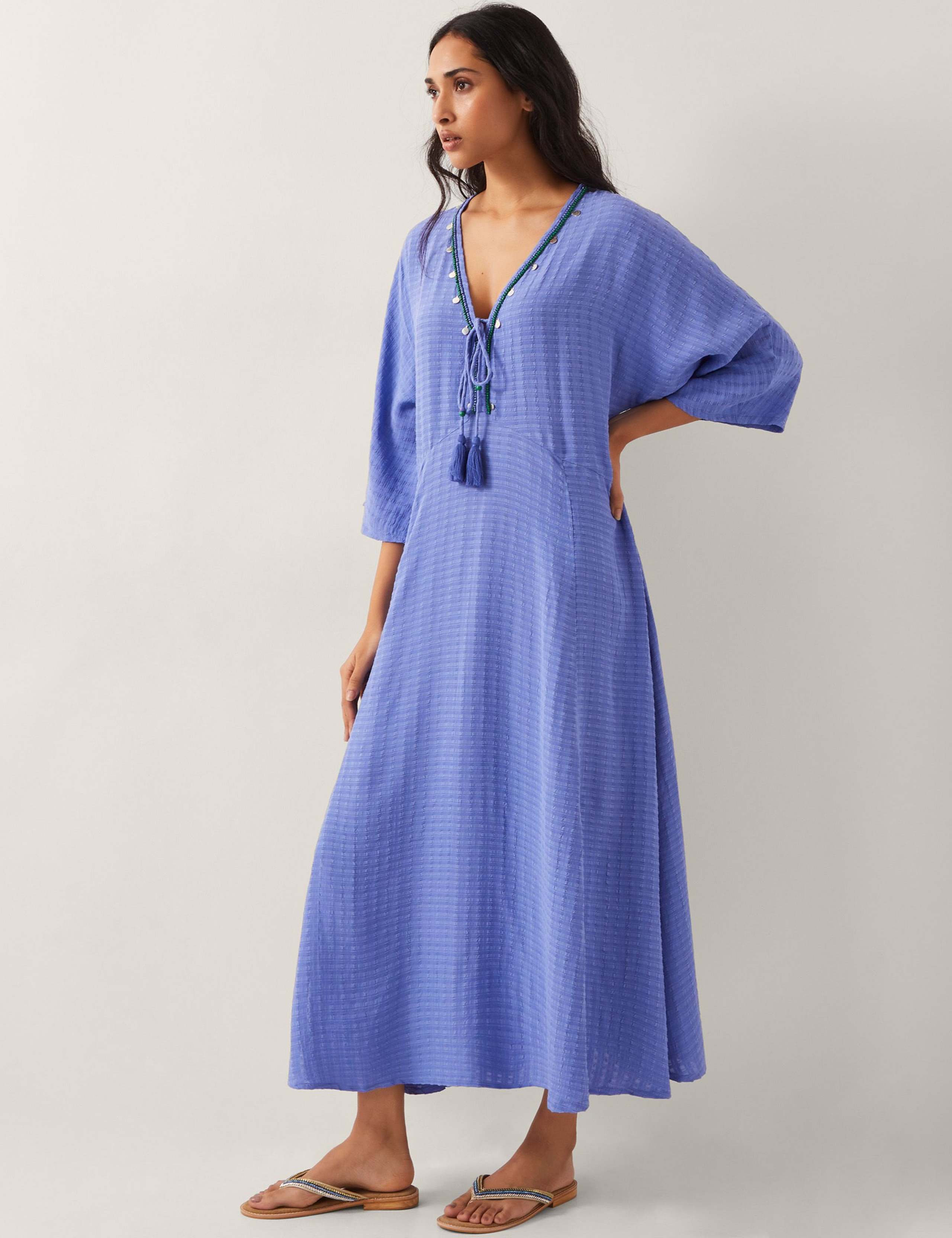 Embellished V-Neck Maxi Kaftan
