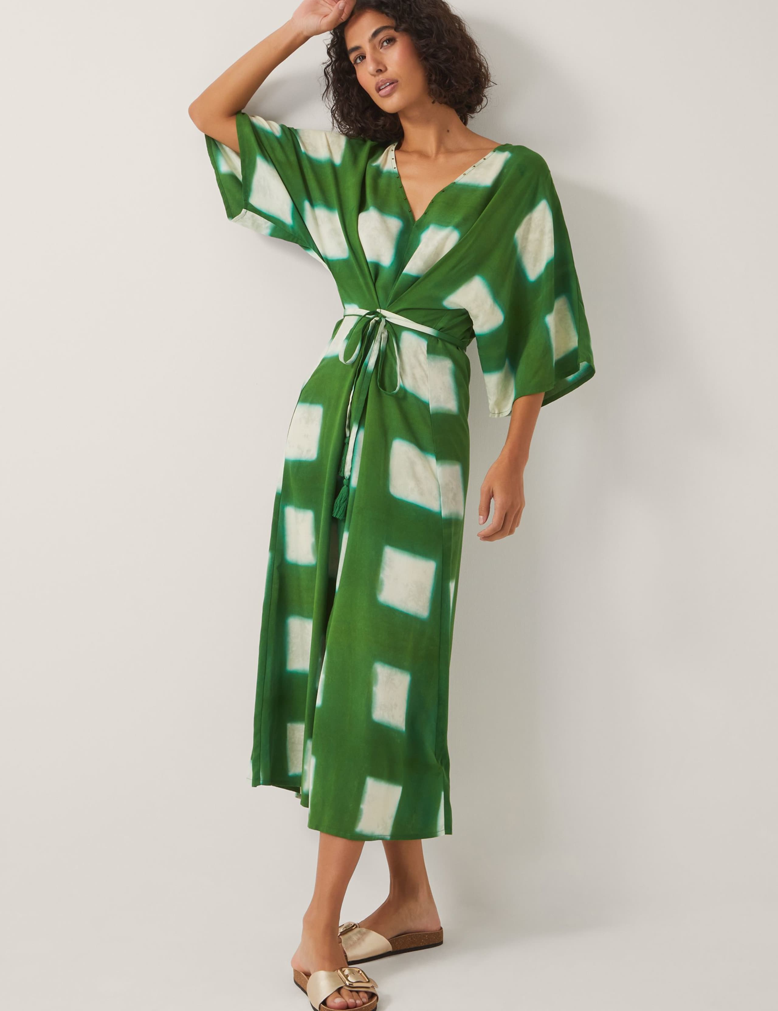 Printed V-Neck Maxi Kaftan