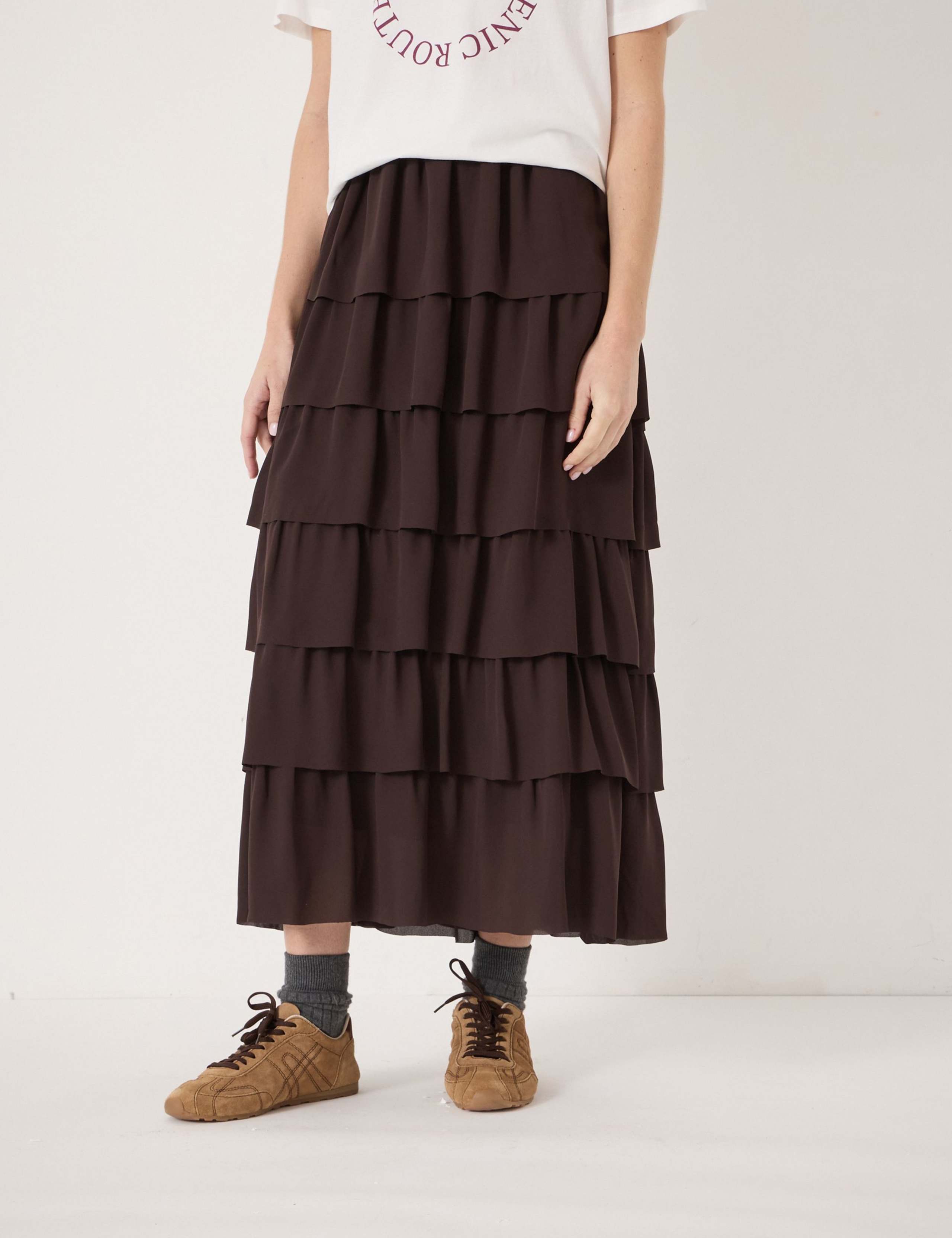Chiffon Midi Tiered Skirt