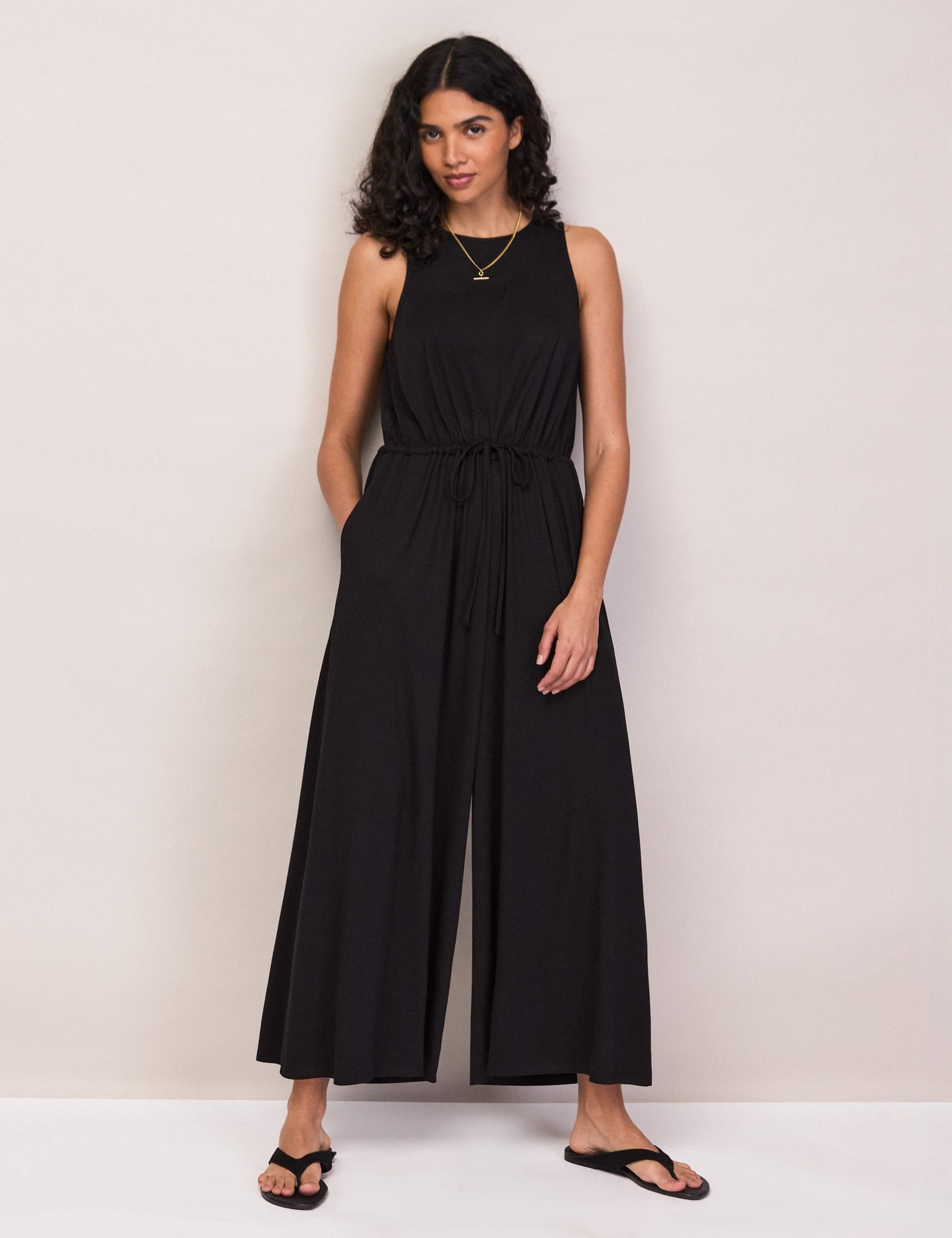 Jersey Drawstring Wide Leg Jumpsuit