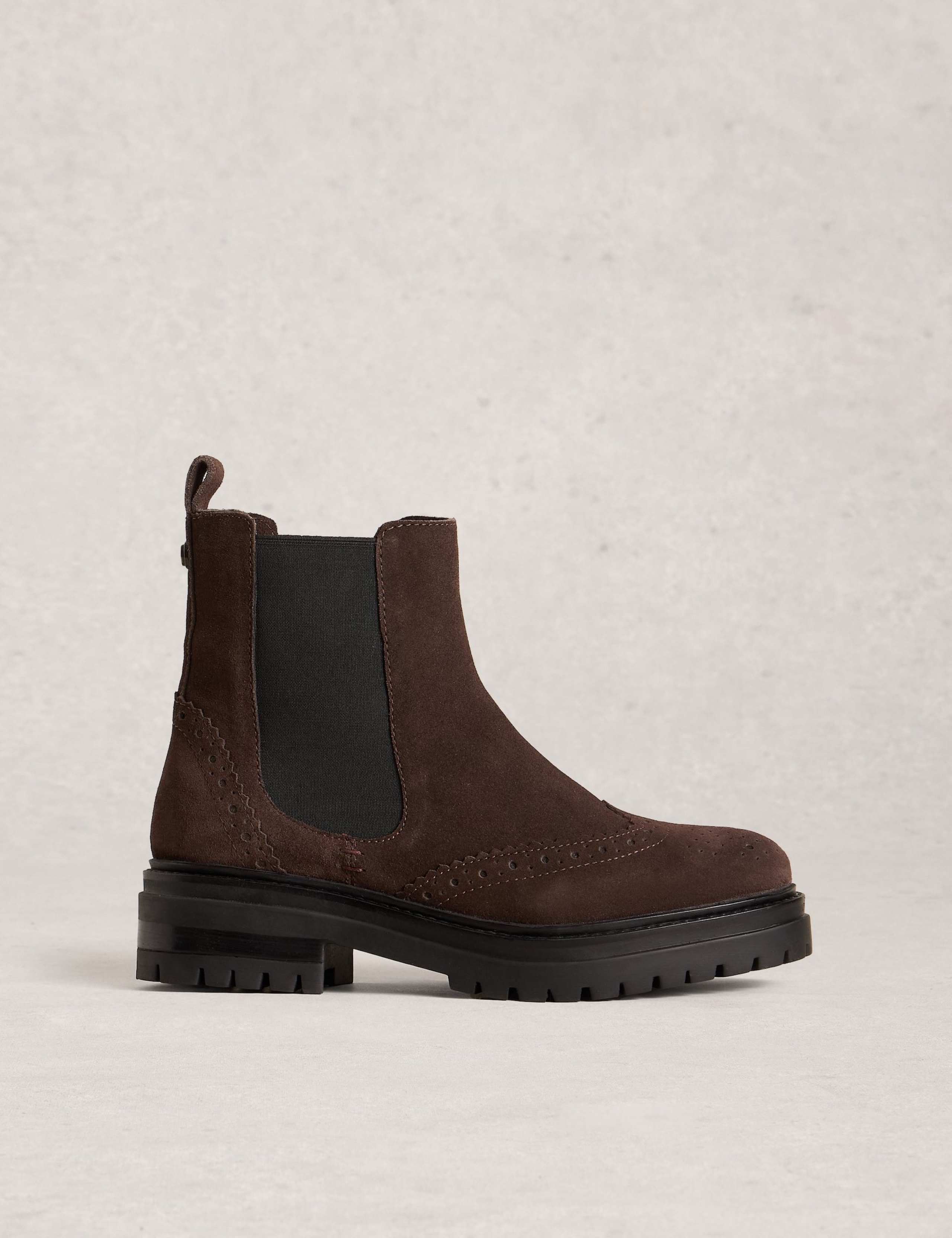 Suede Chelsea Block Heel Round Toe Boots