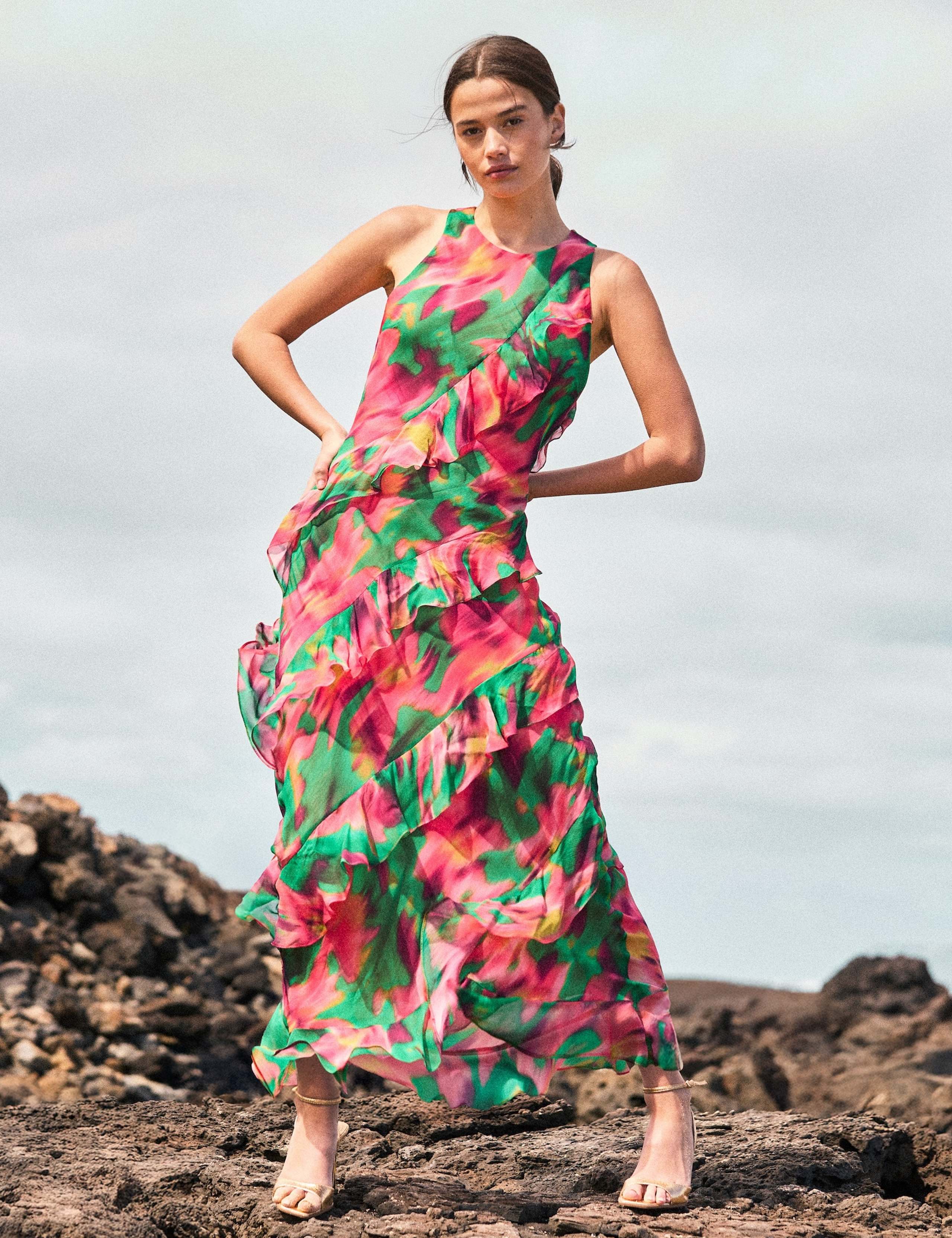 Floral Ruffle Maxi Tiered Dress