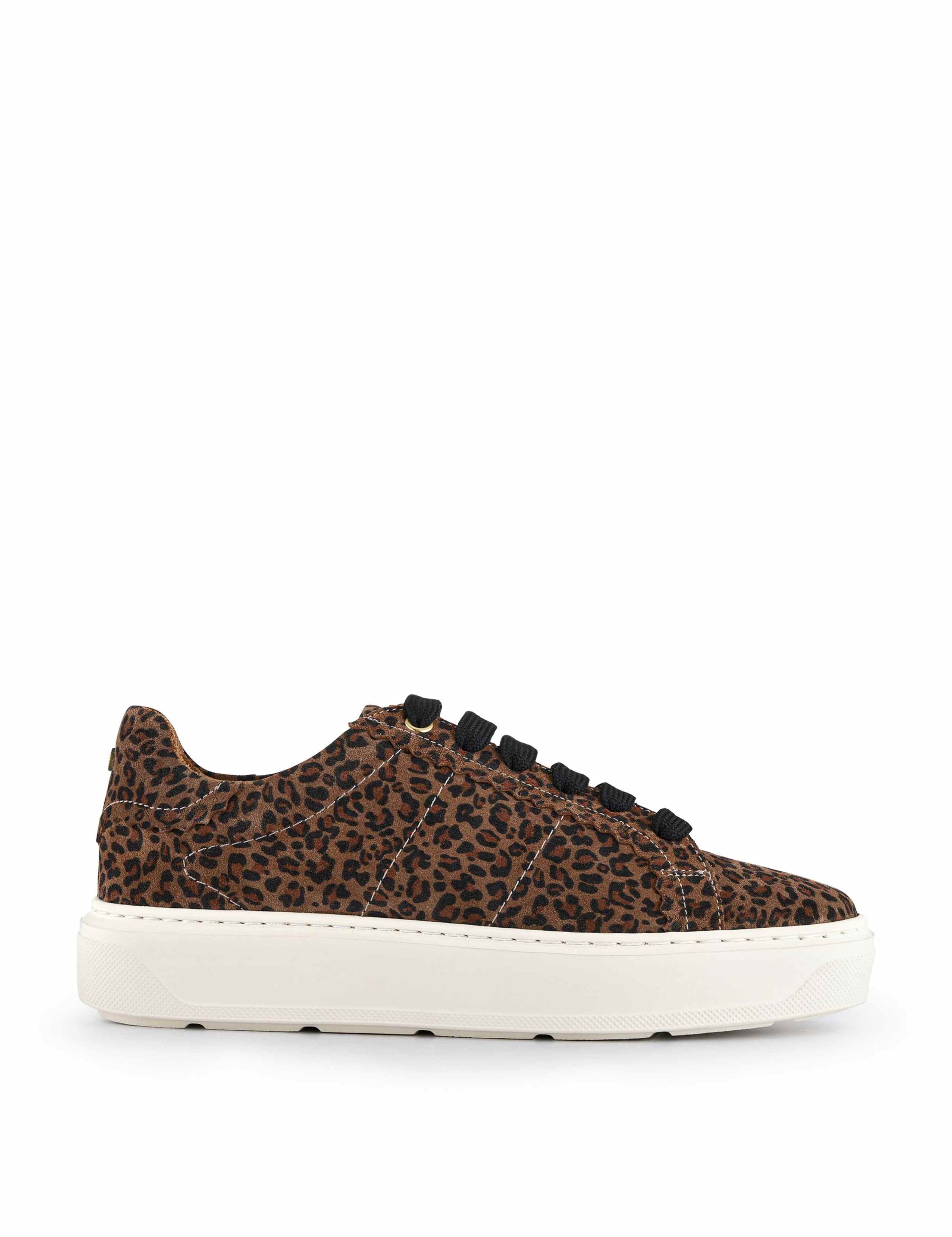 Leather Leopard Print Trainers