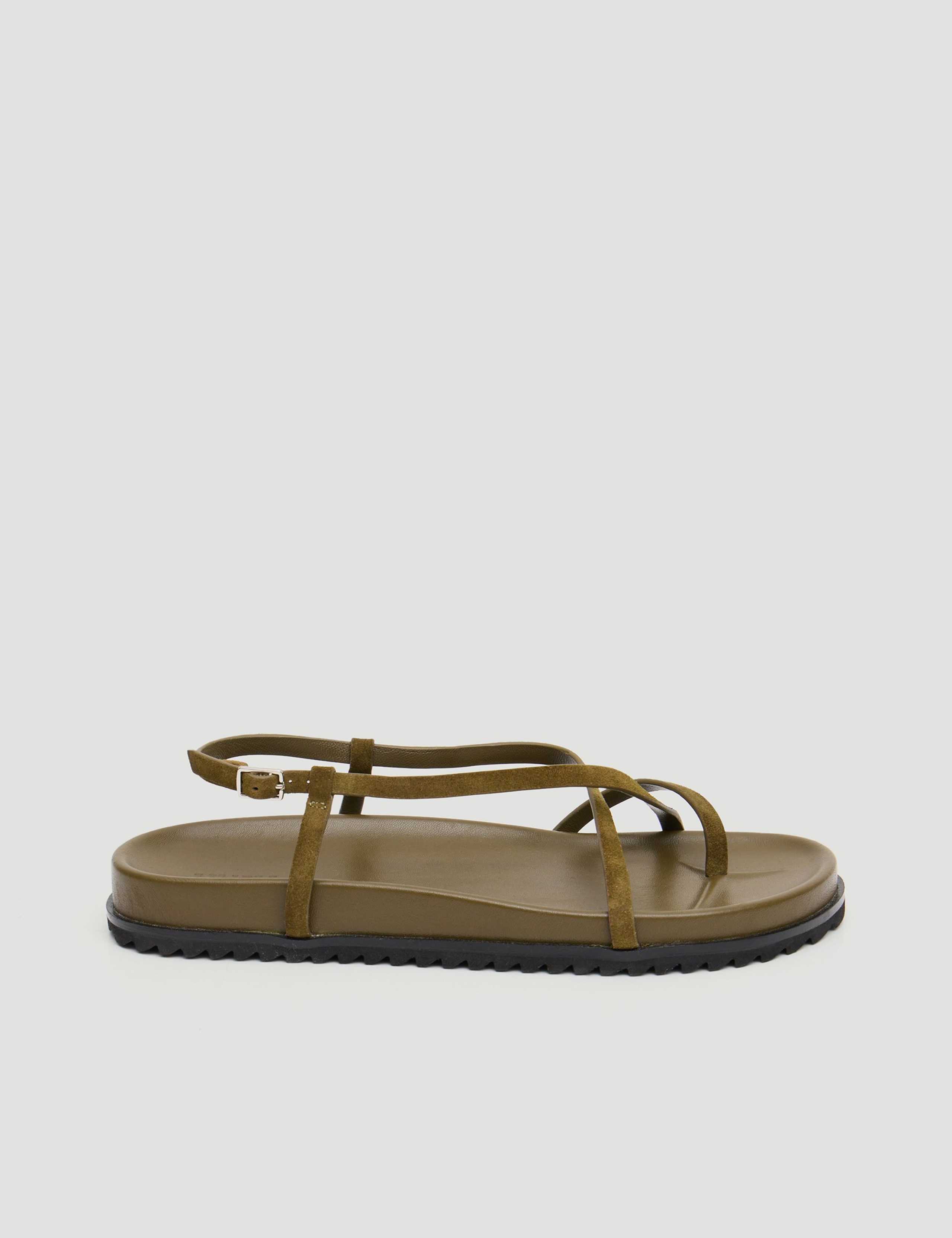 Leather Strappy Footbed Flat Sandals