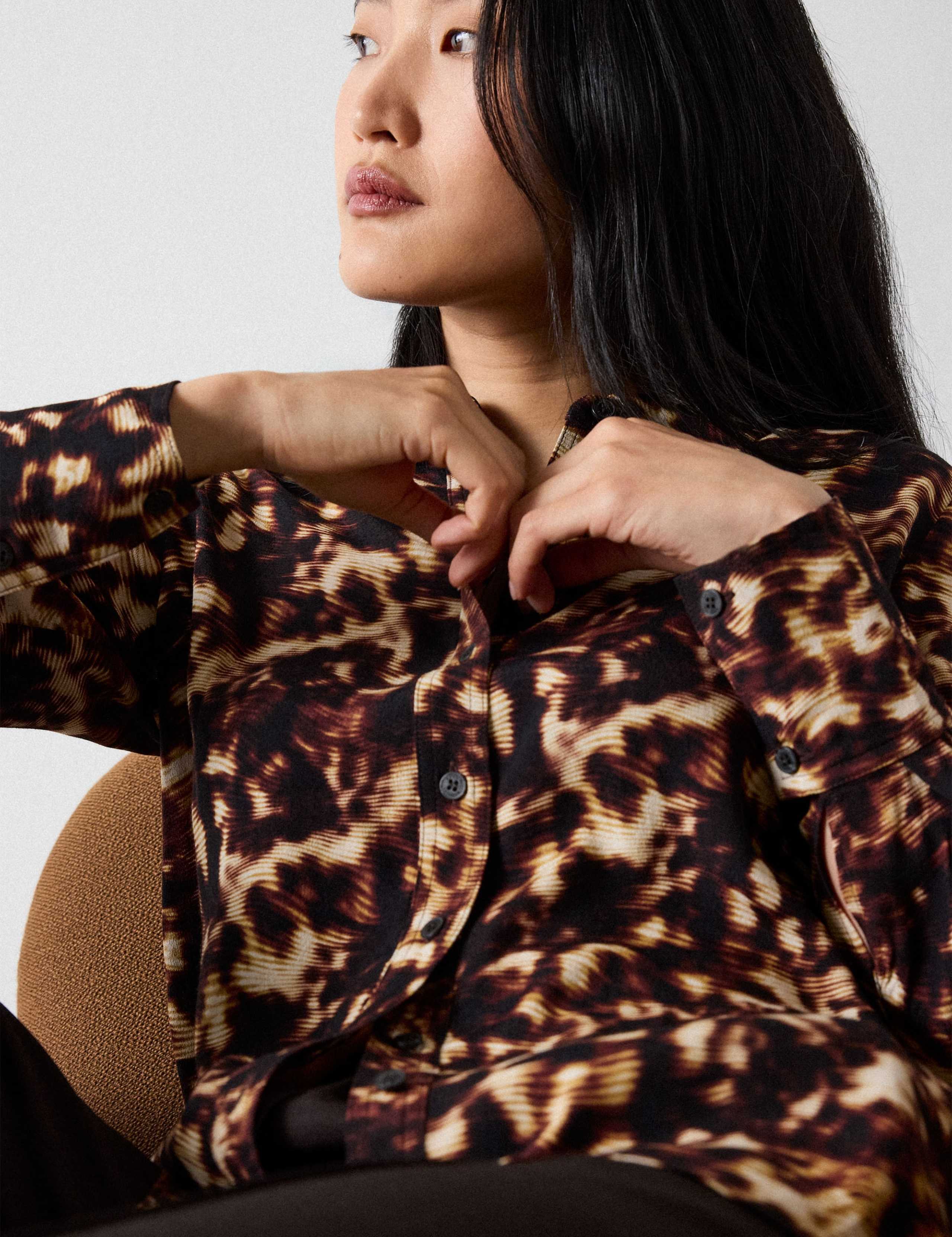 Animal Print Collared Shirt