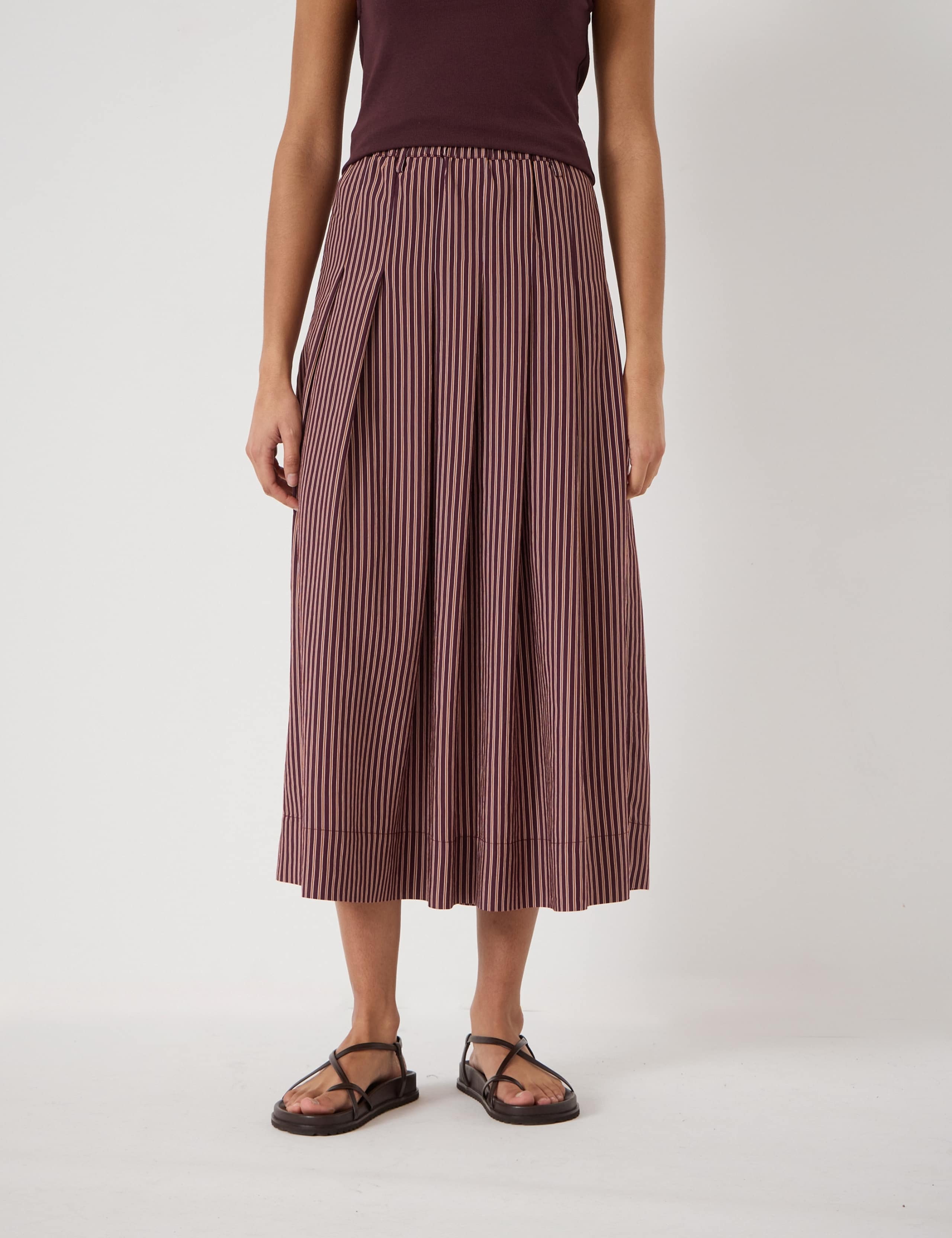 Striped Midi A-Line Skirt