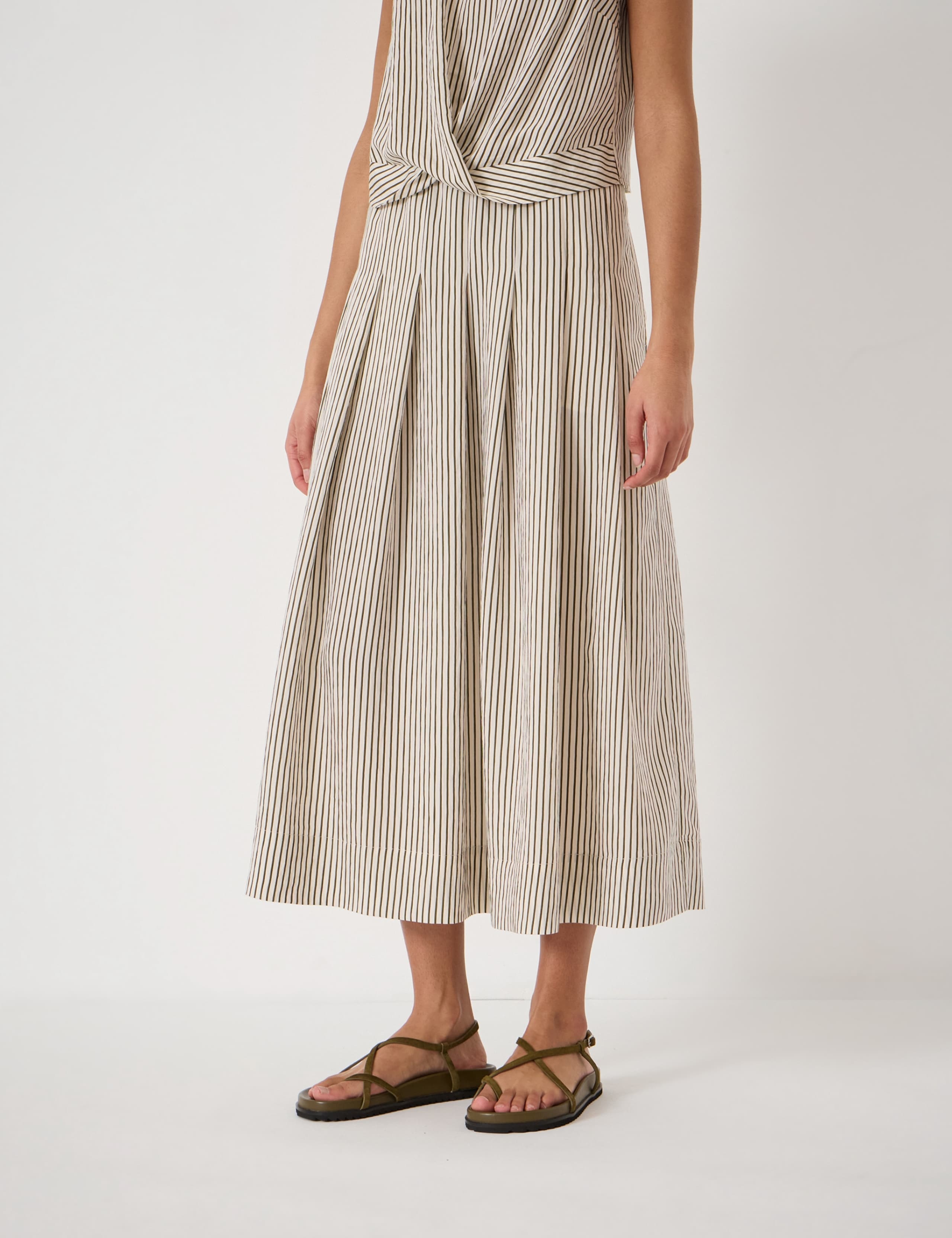 Striped Midi A-Line Skirt