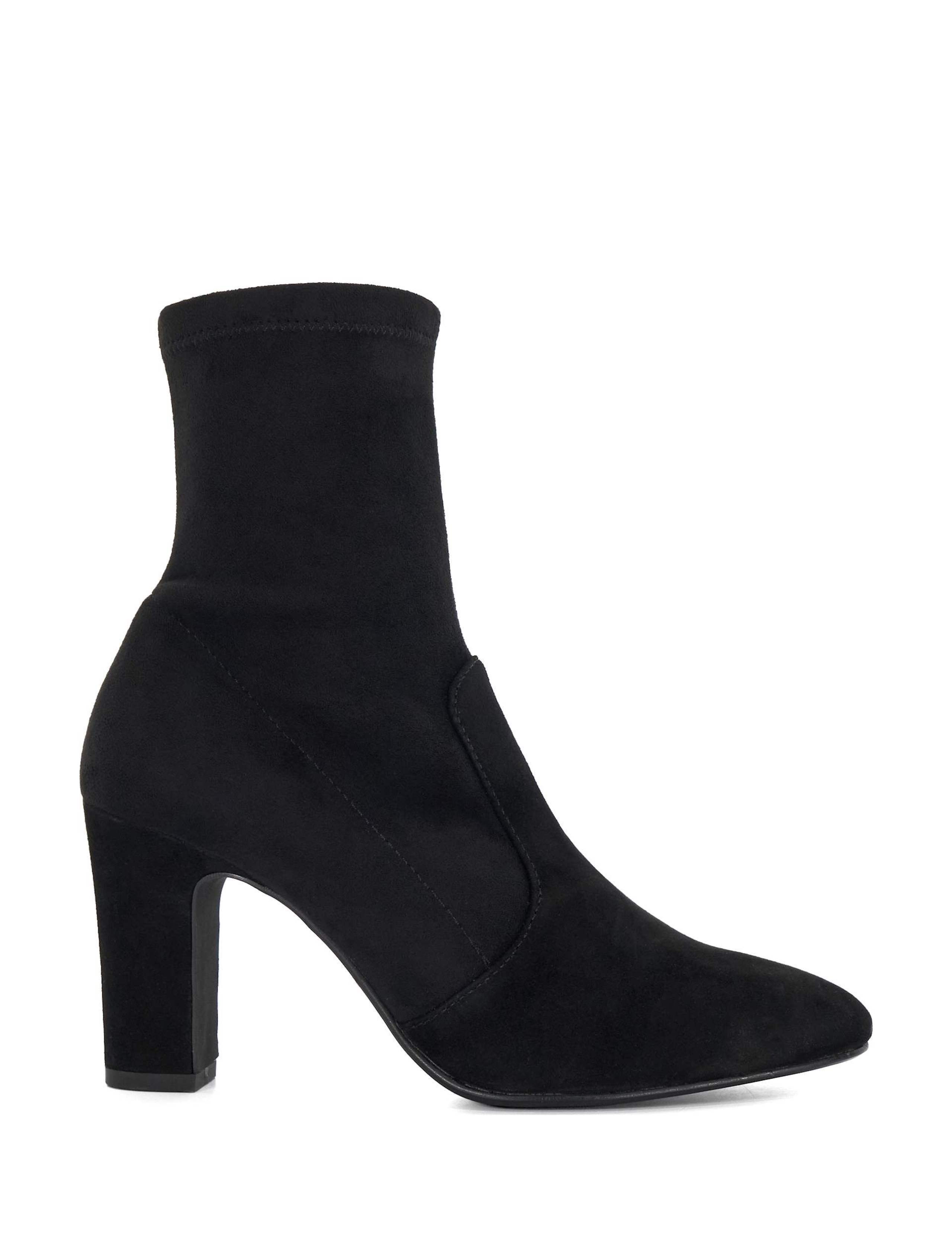 Wide Fit Suede Block Heel Sock Boots
