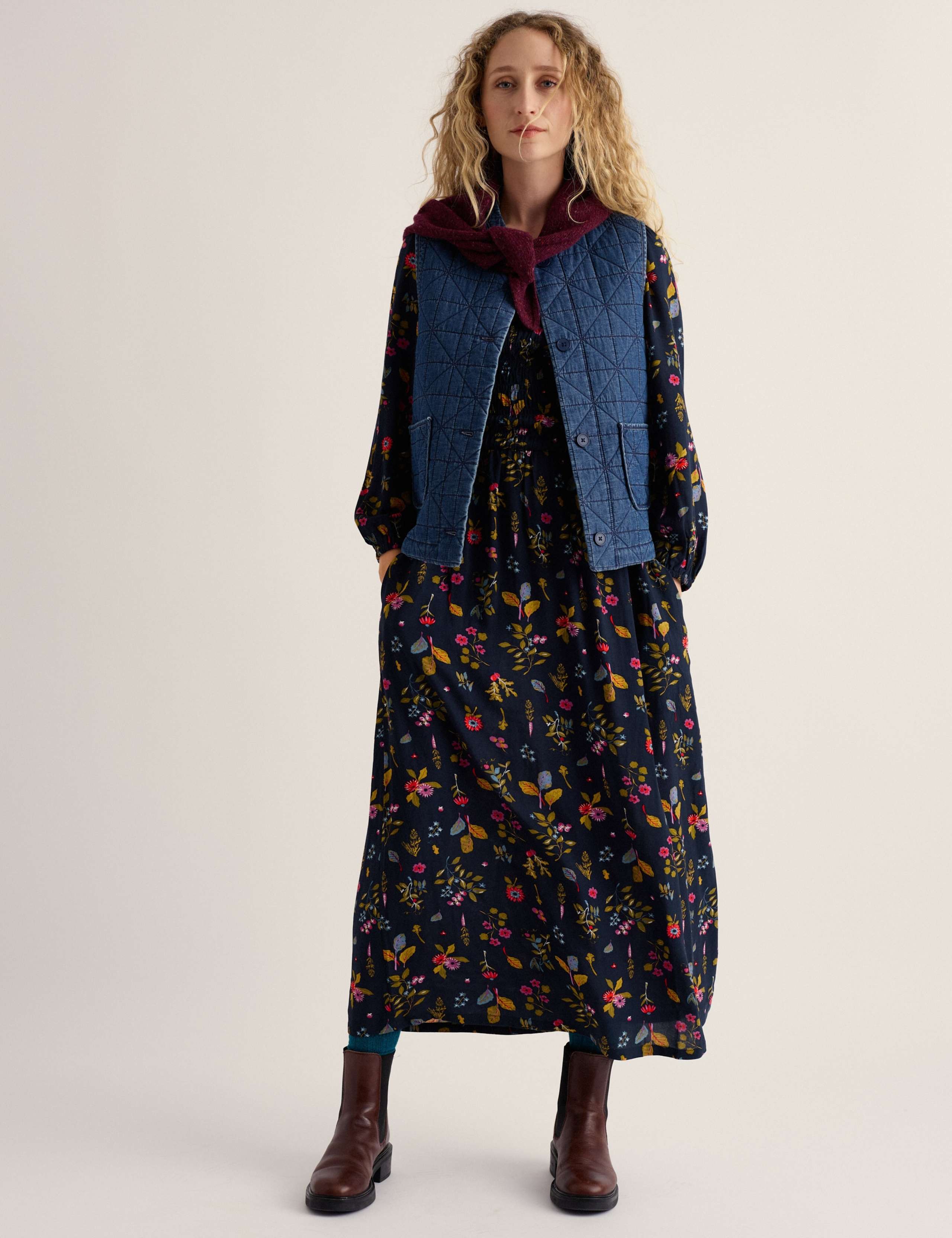 Floral Midaxi Waisted Dress