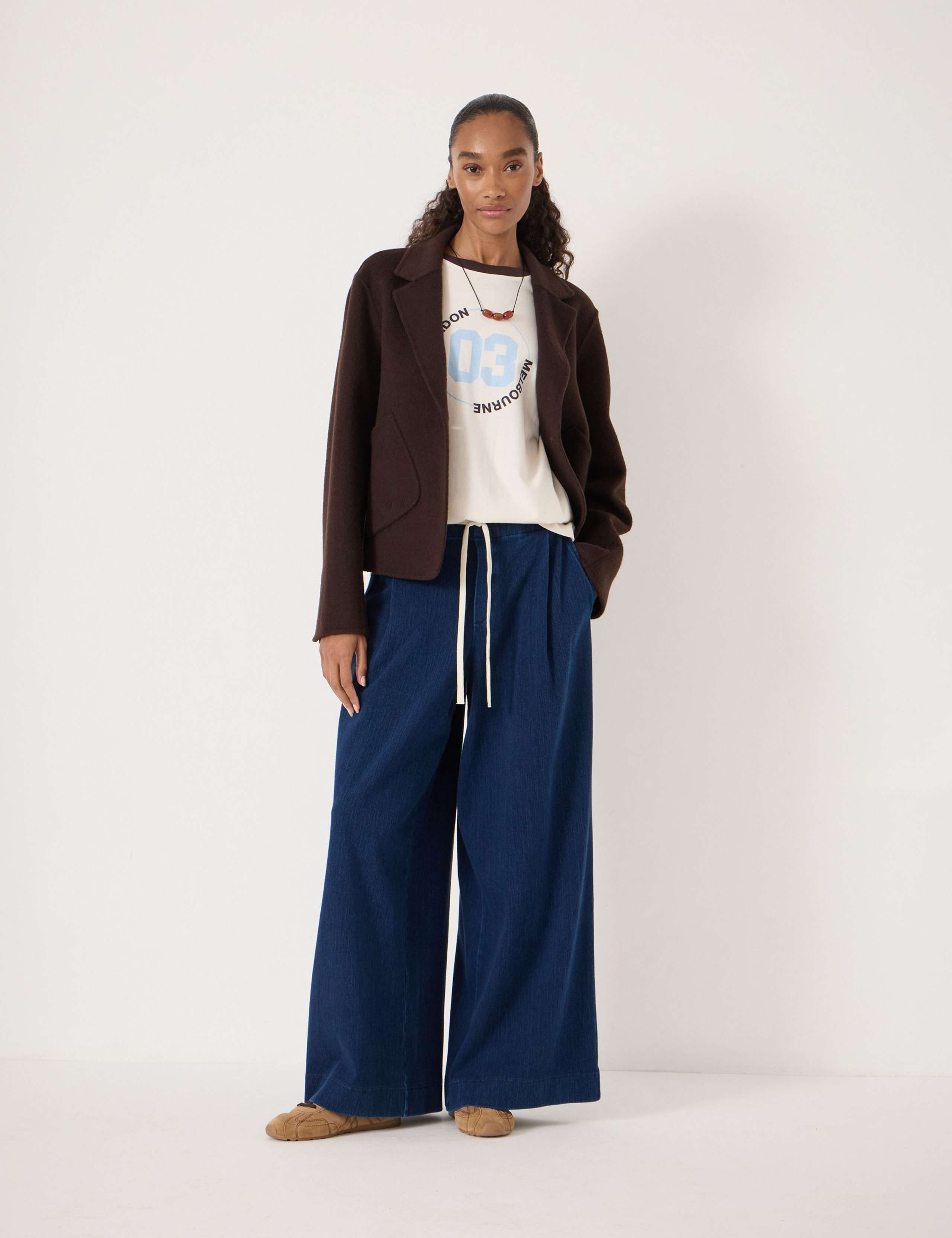 Jersey Denim Drawstring Trousers