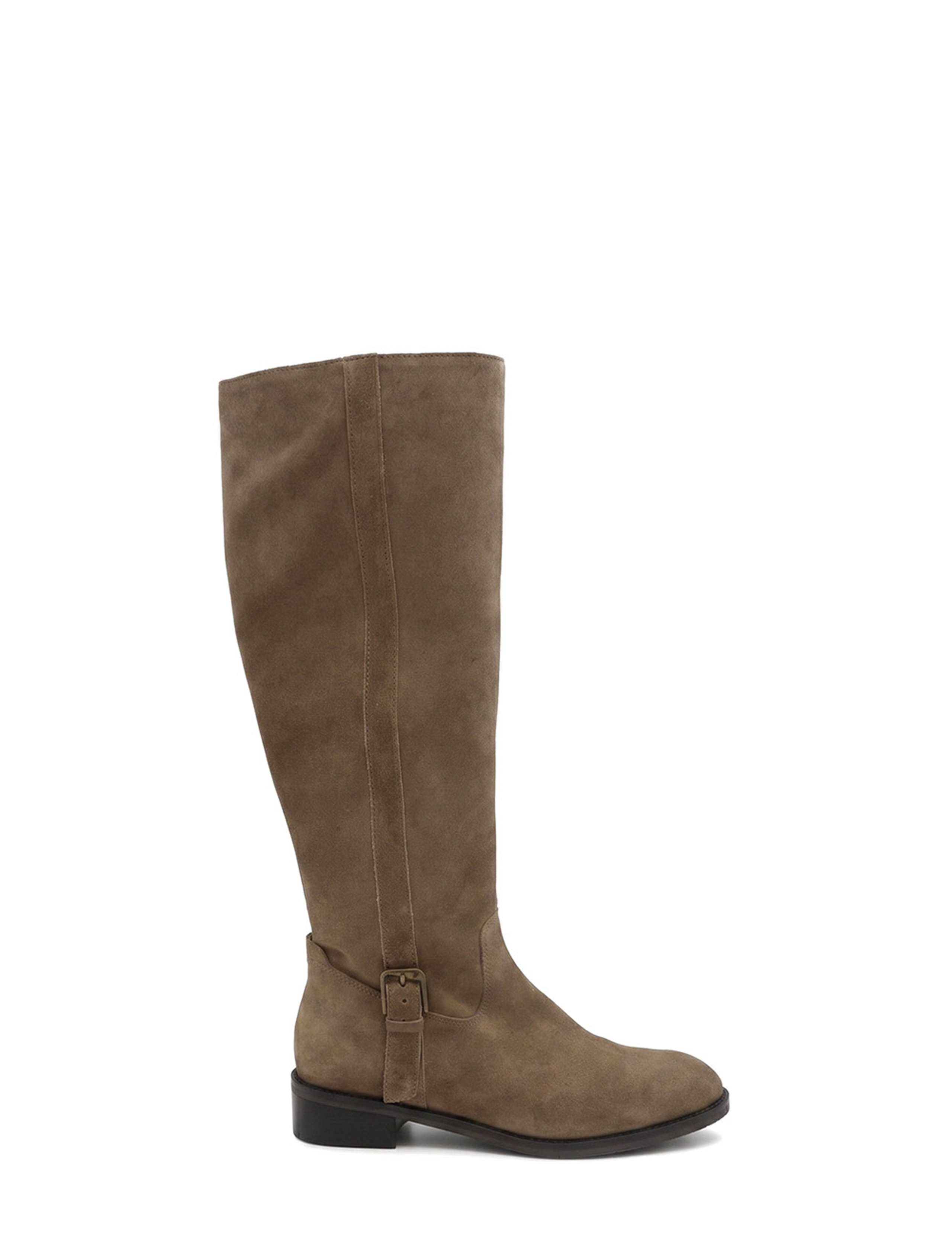 Leather Inner Zip Knee High Boots