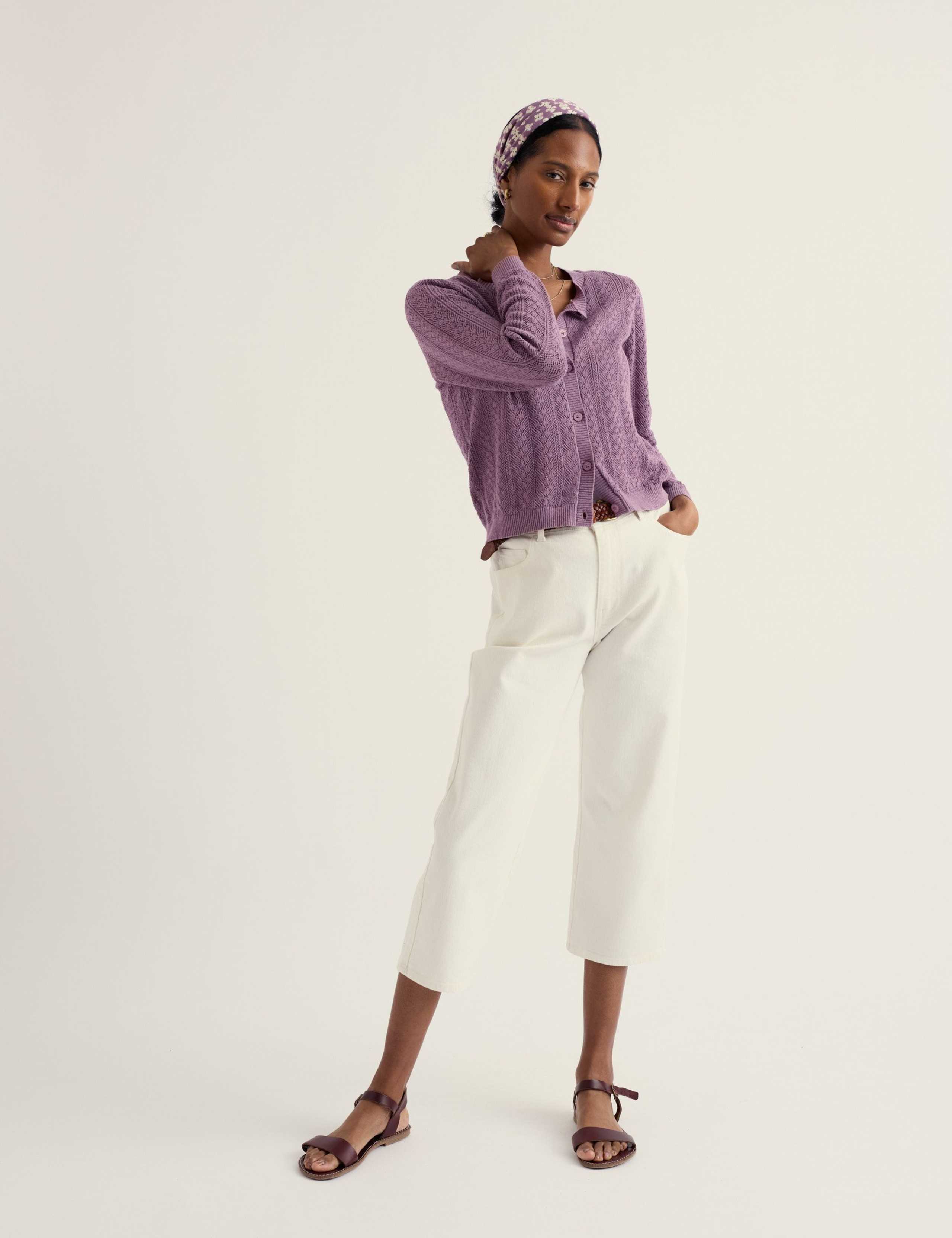 Pure Cotton Pointelle Relaxed Cardigan