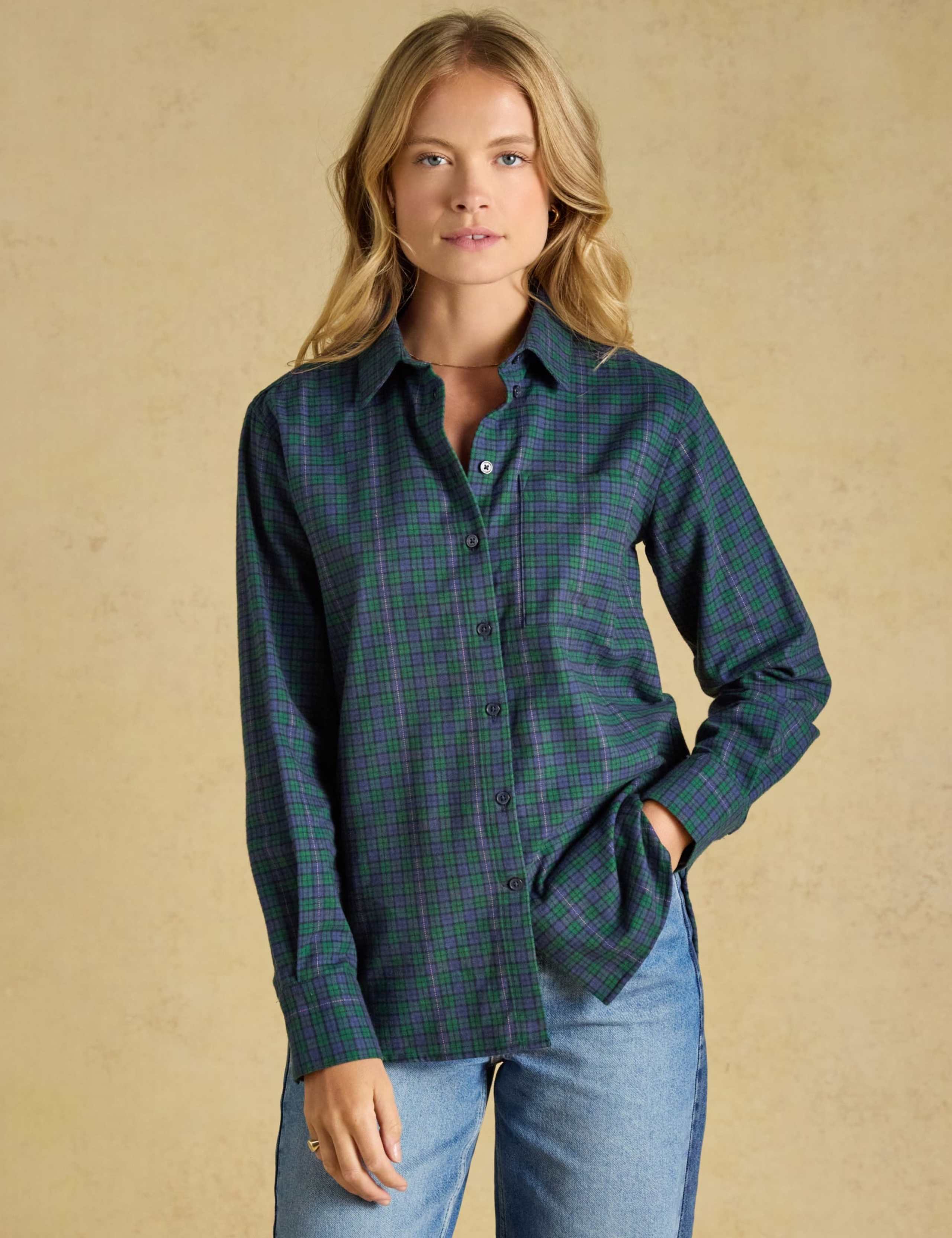 Brushed Cotton Checked Relaxed Shirt