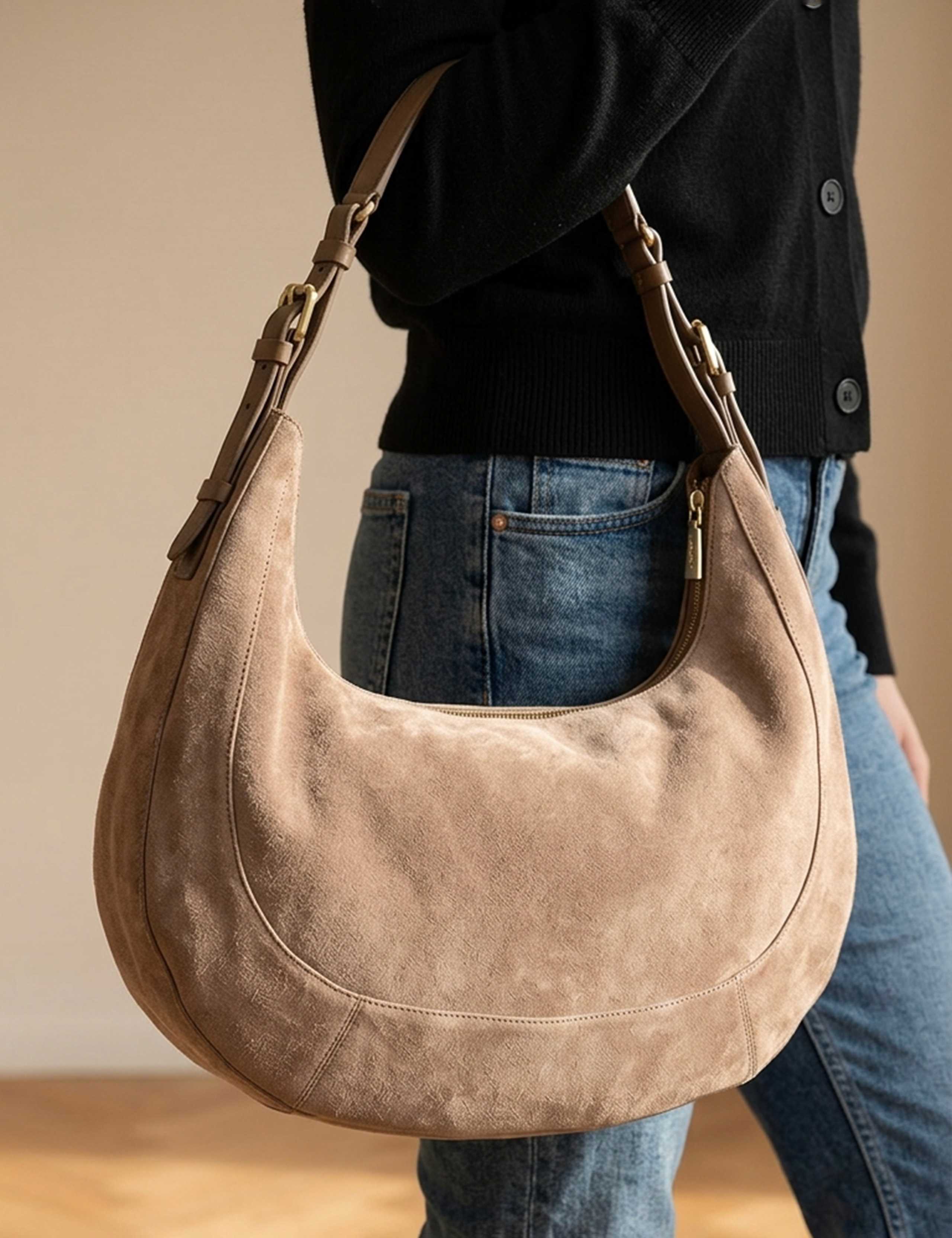 Leather Round Shoulder Bag