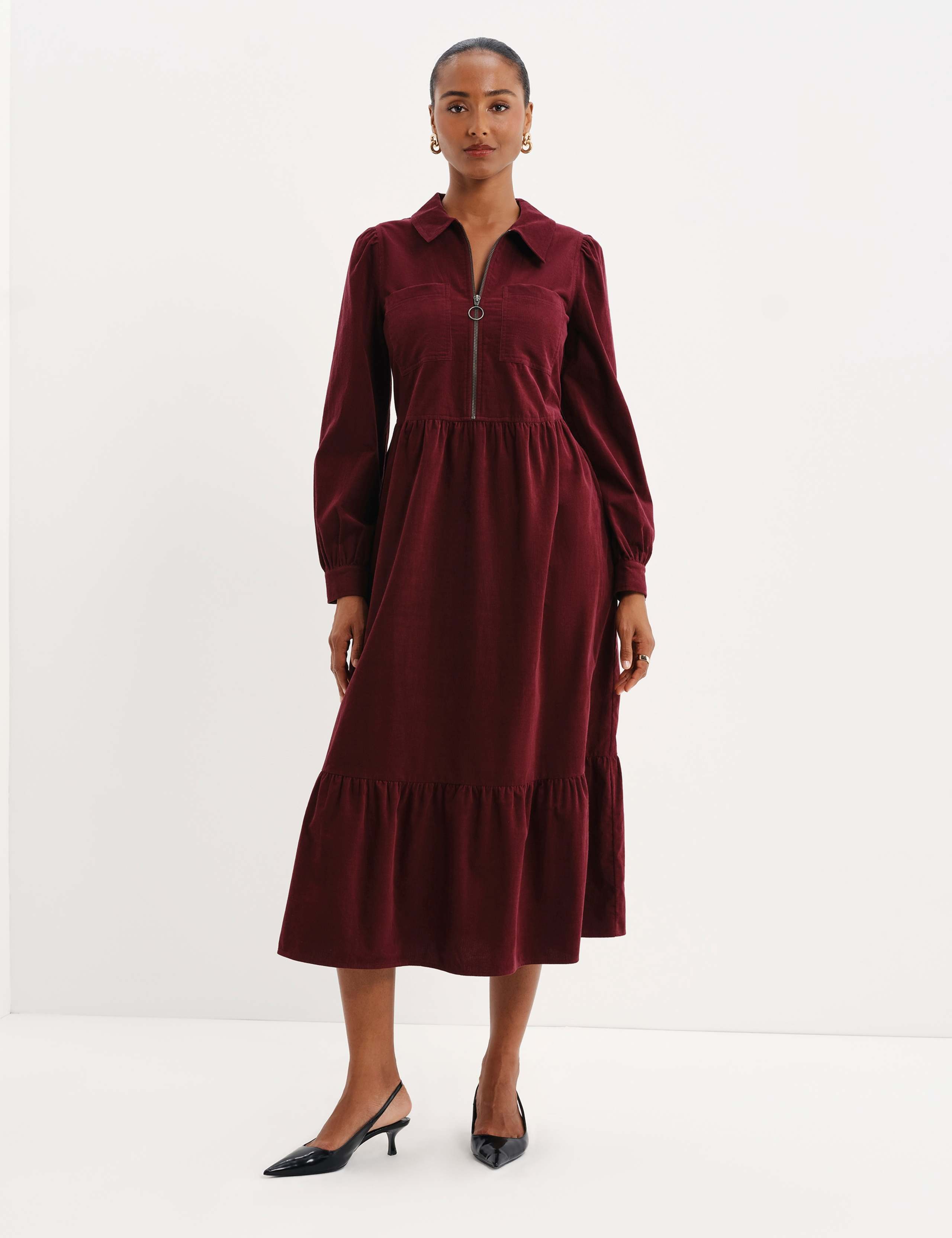 Cord Midi Shirt Dress