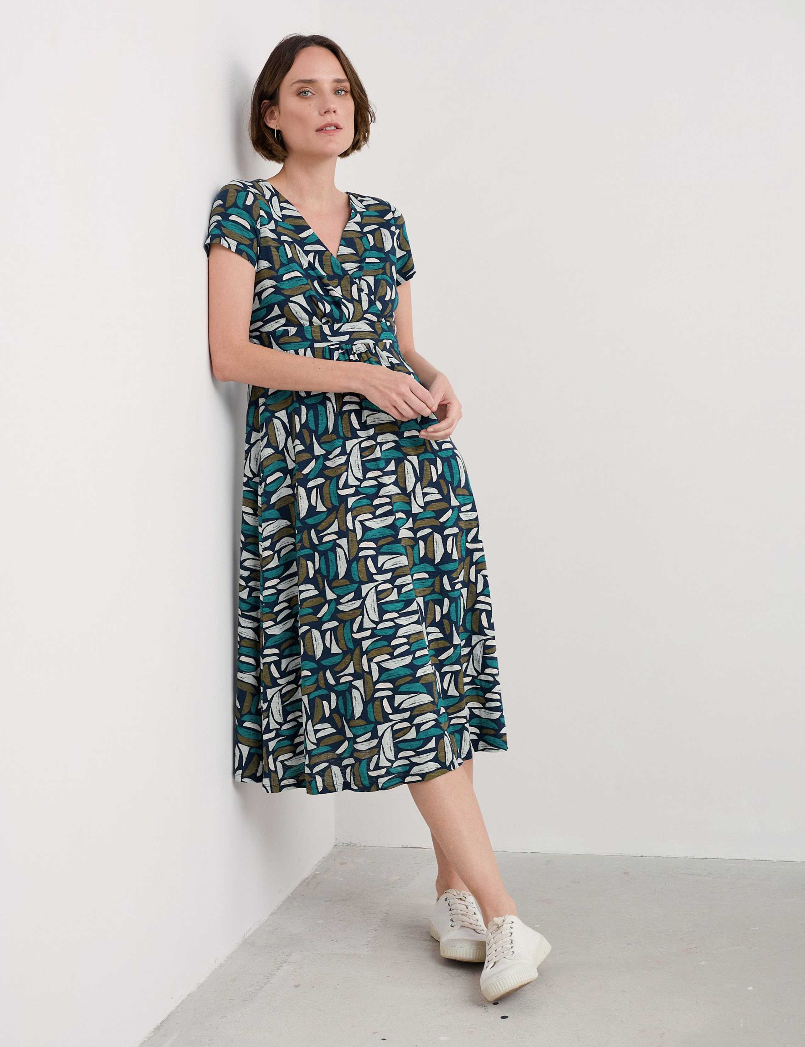 Cotton geometric tea dress