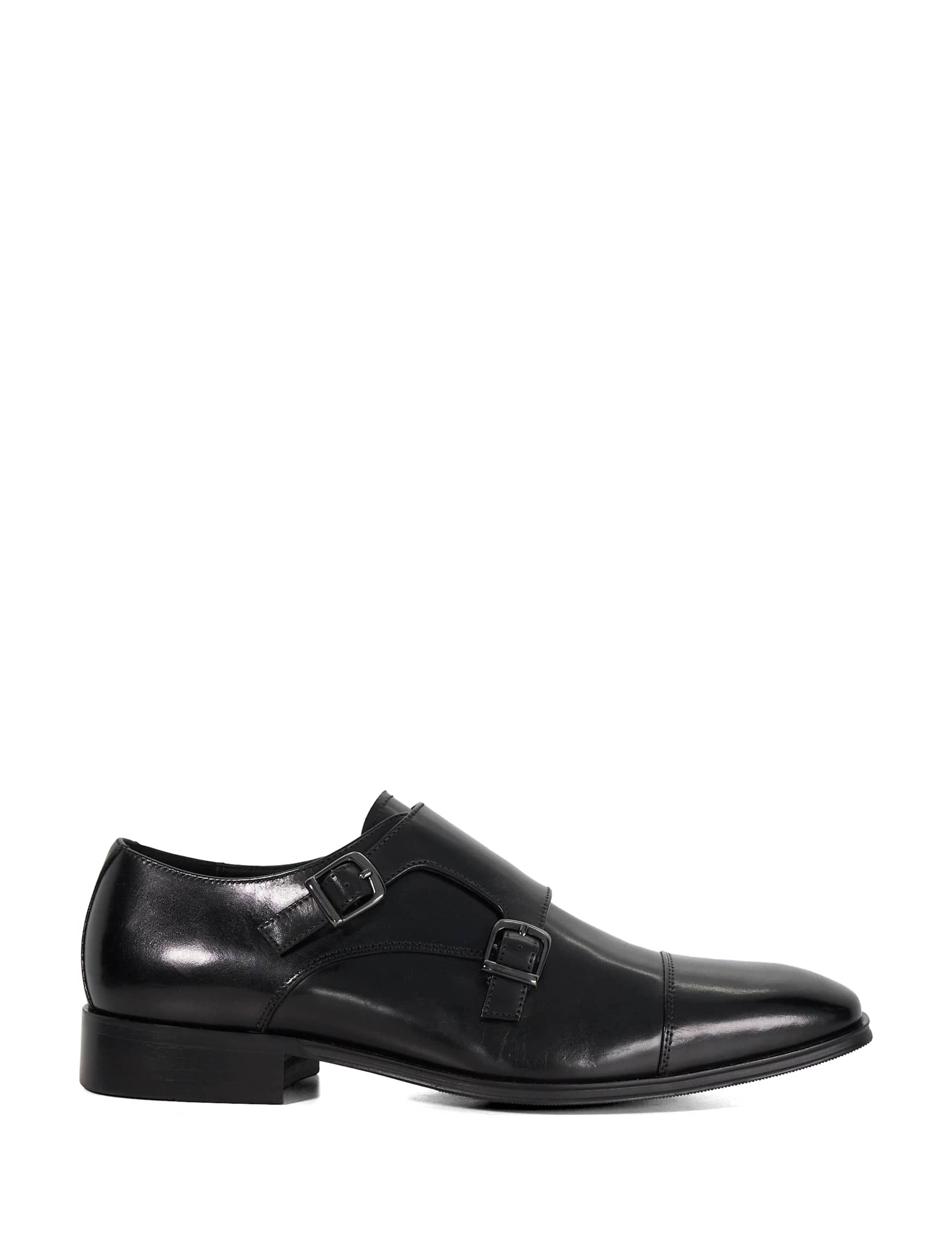 Leather Double Monk Strap Shoes