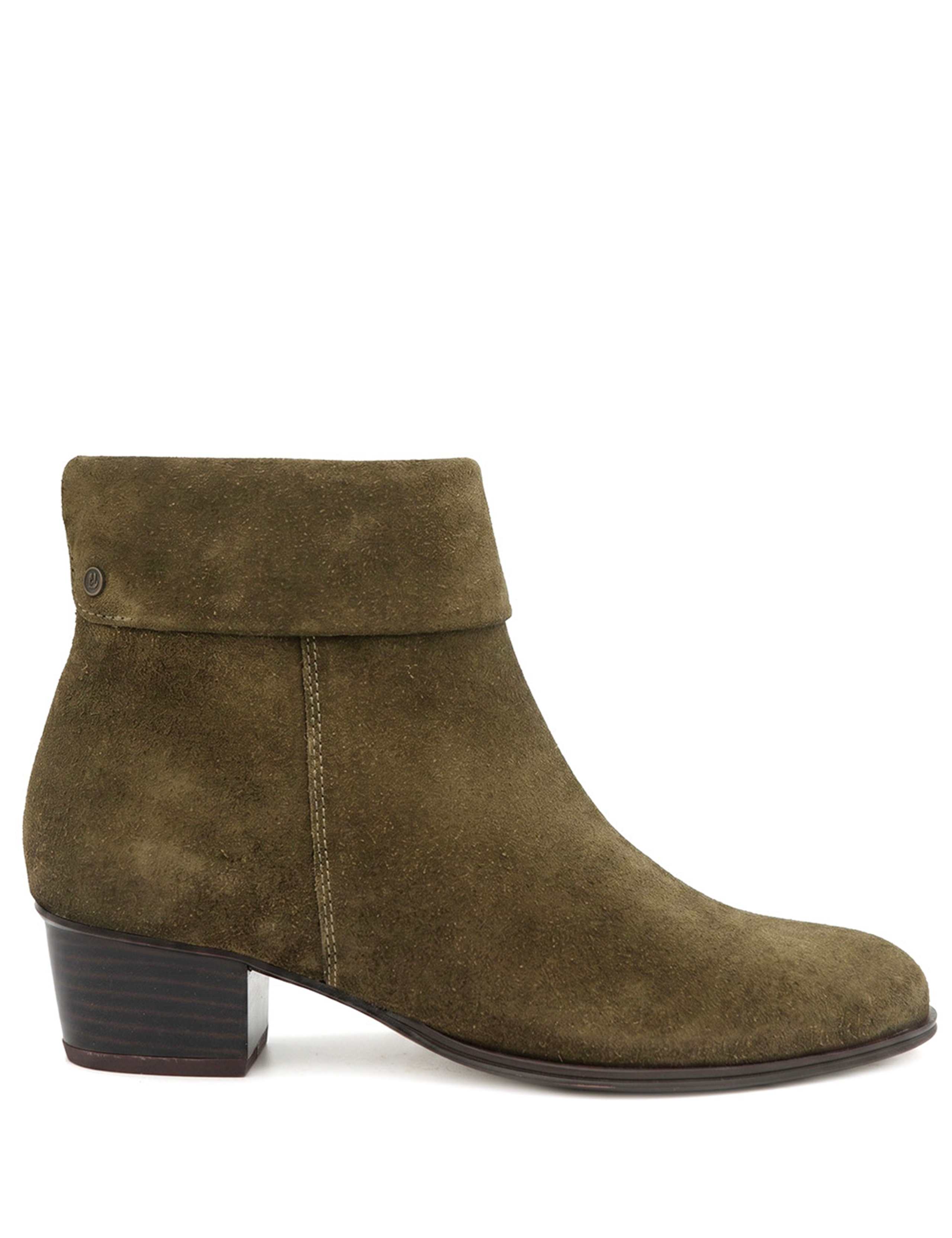 Leather Block Heel Ankle Boots