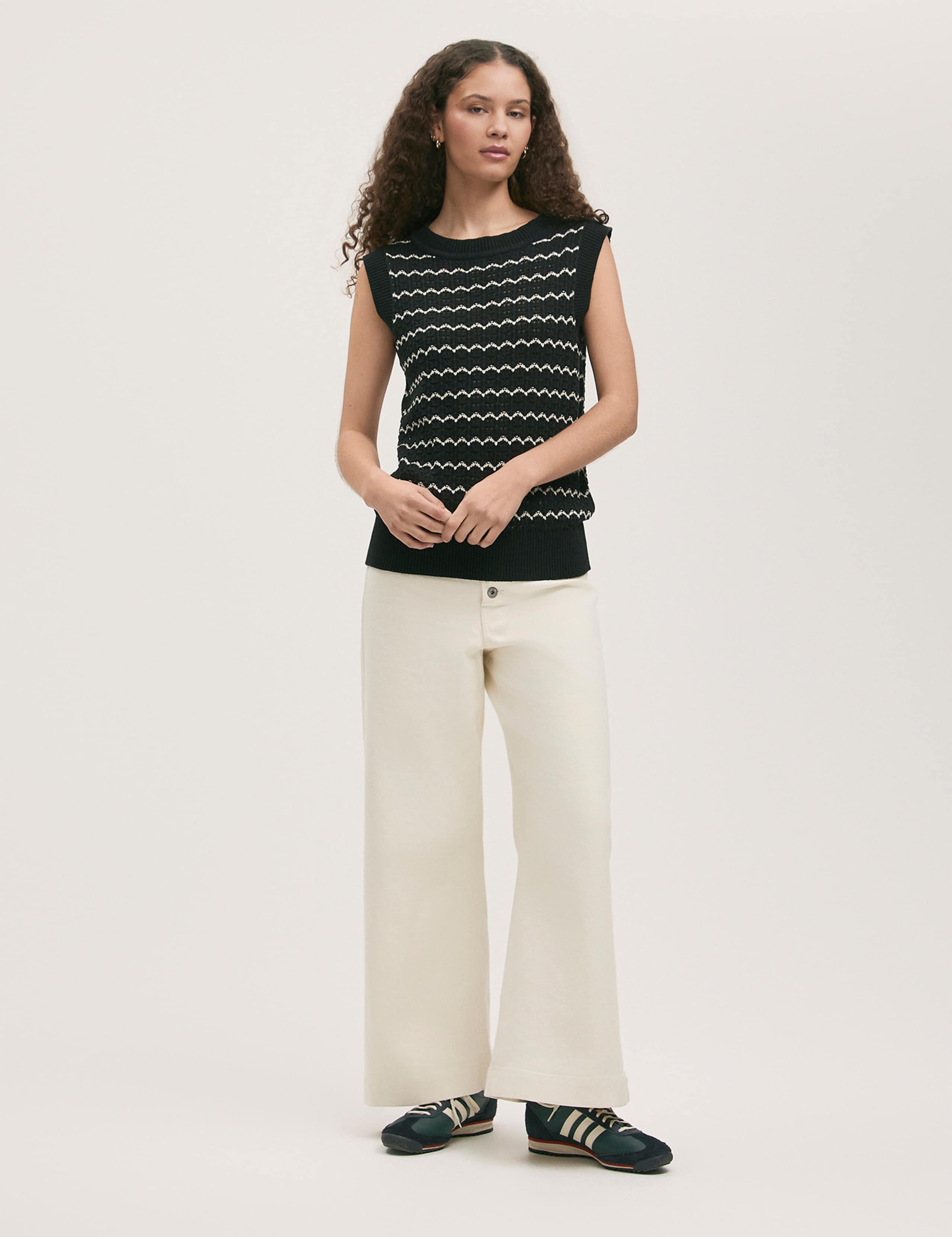 Cotton Rich Striped Knitted Vest
