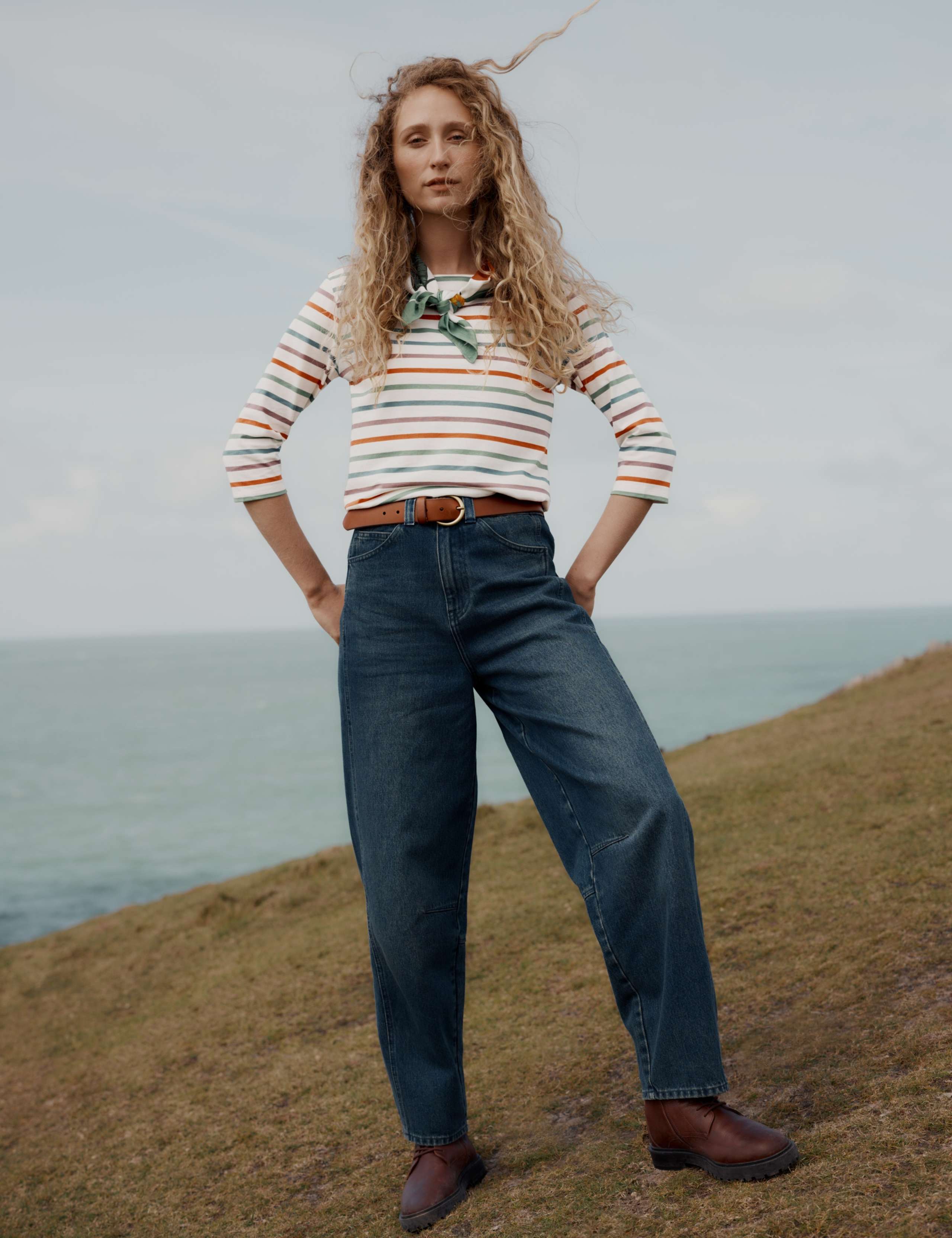 High Waisted Barrel Leg Ankle Grazer Jeans