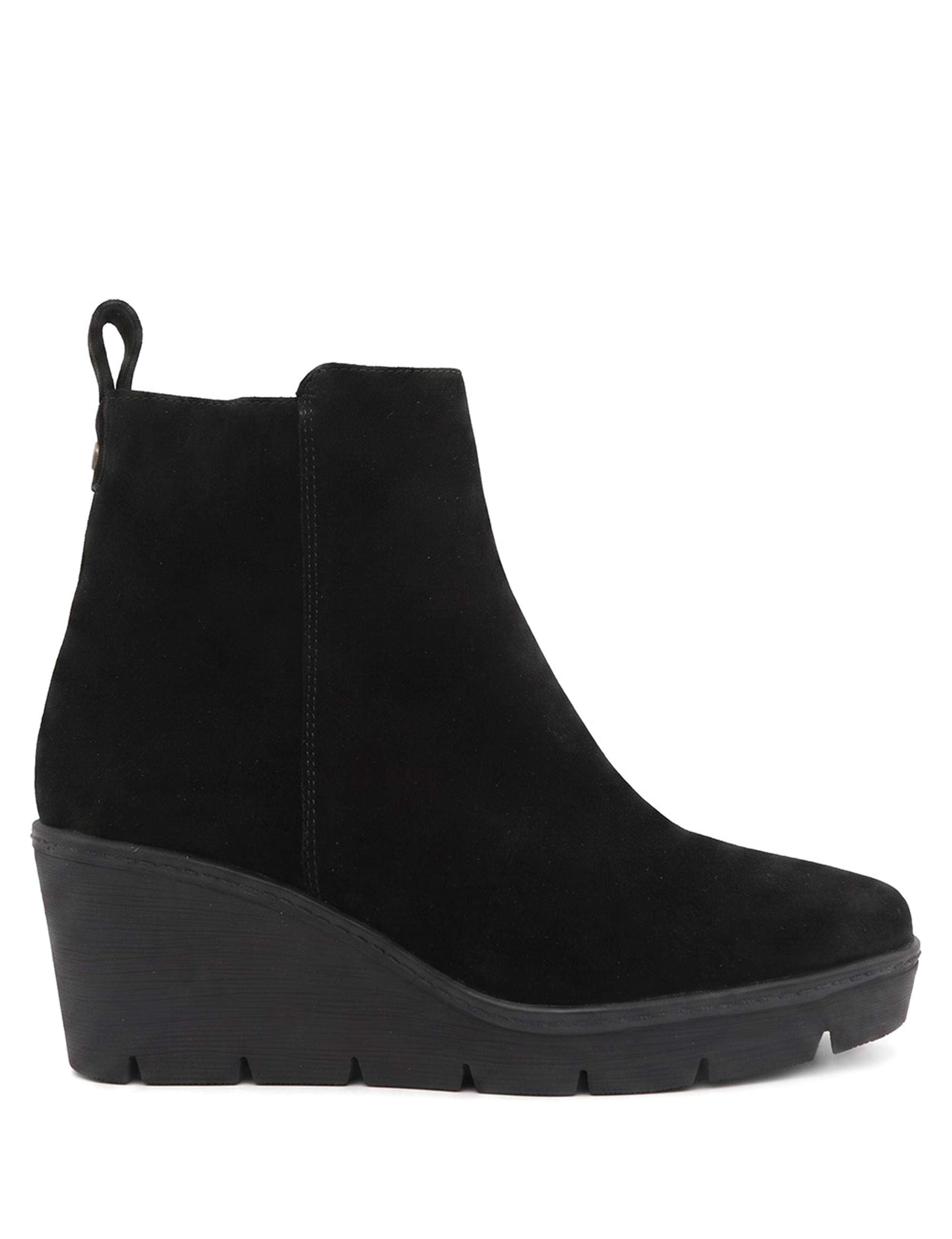 Leather Wedge Heel Ankle Boots