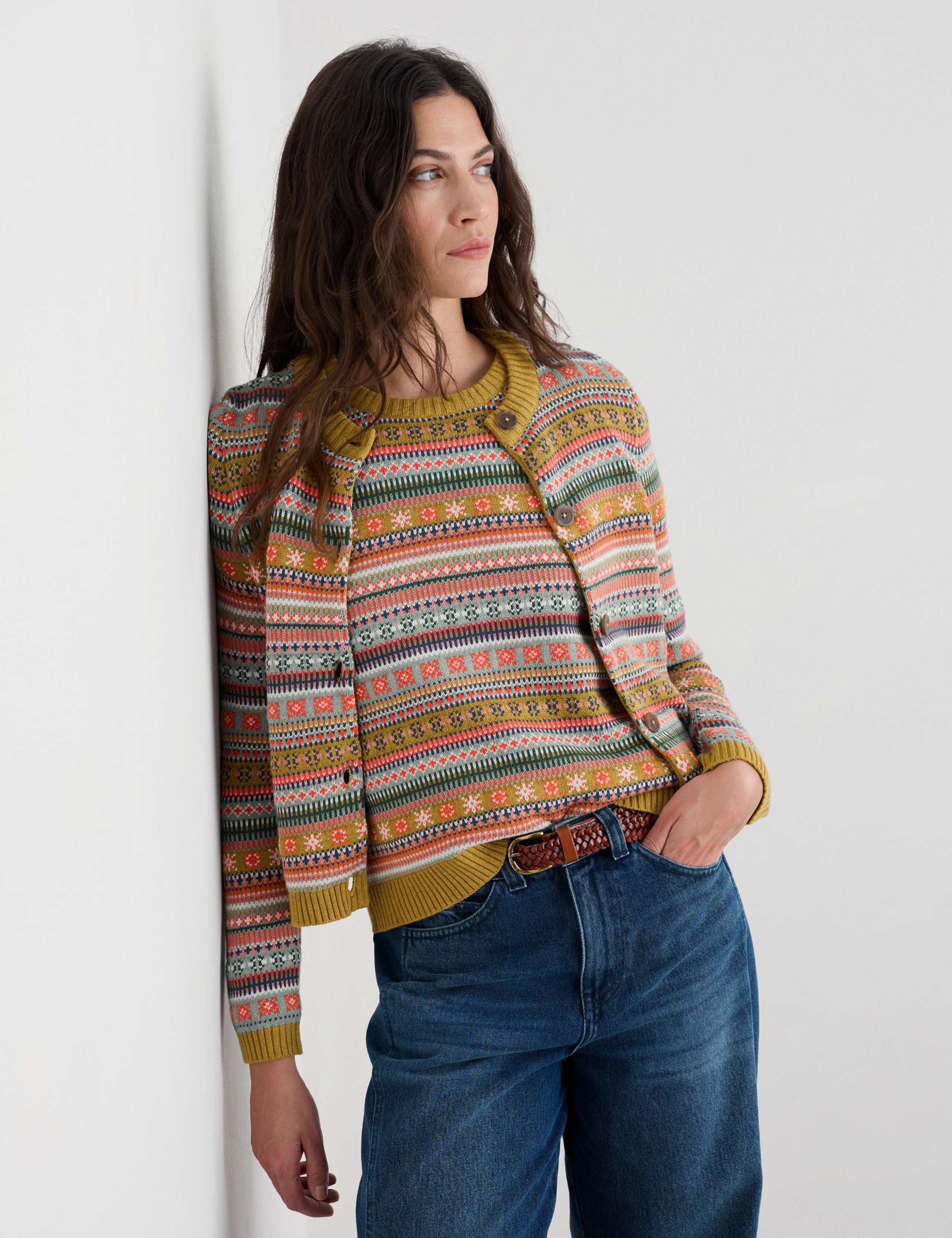 Pure Cotton Fair Isle Button Front Cardigan