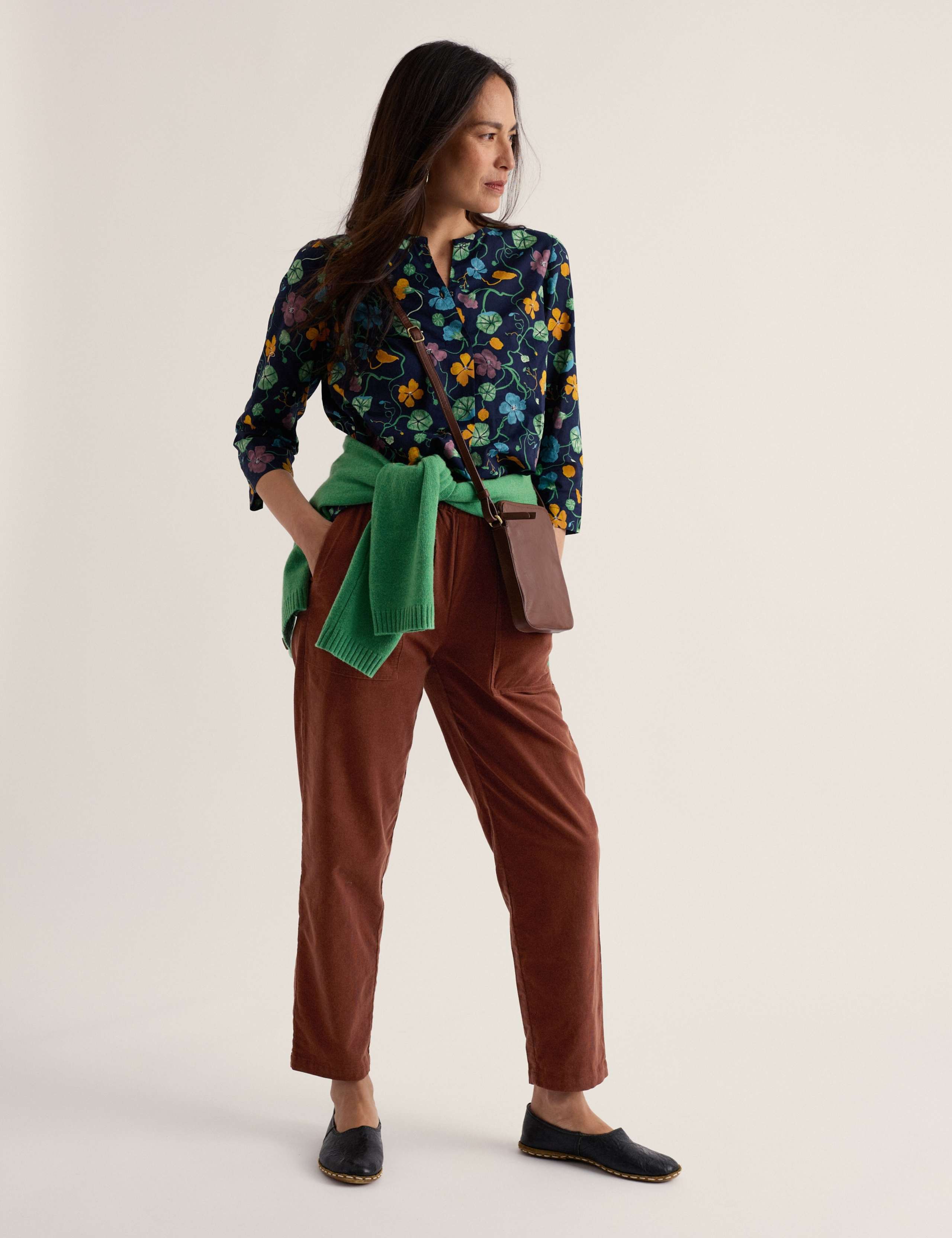 Jersey Floral Notch Neck Top