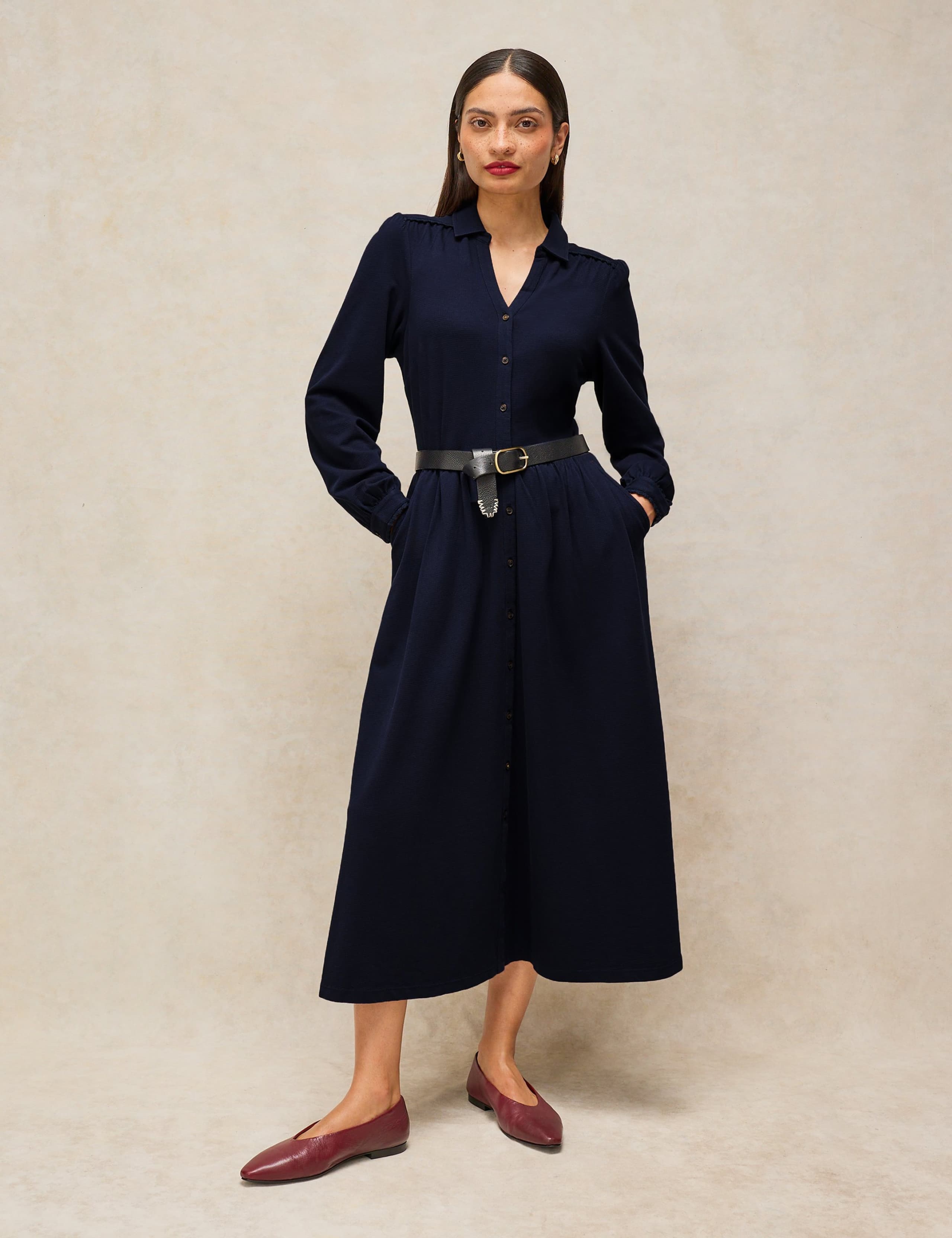 Pure Cotton Button Through Midi Tea Dress
