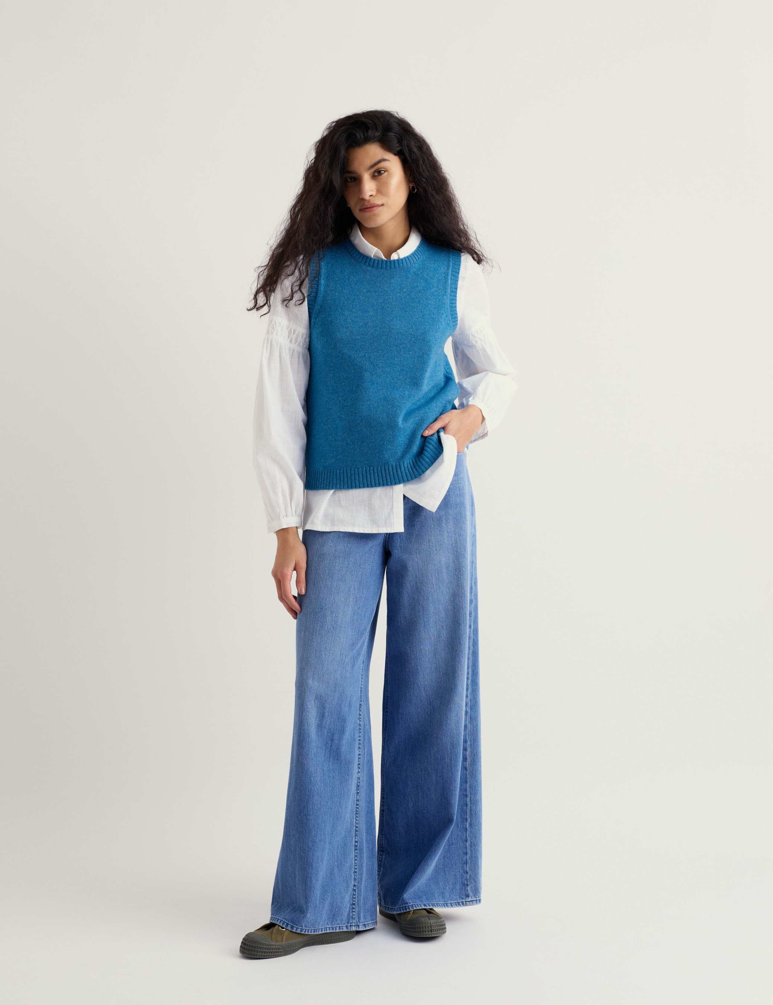 Merino Wool Rich Crew Neck Knitted Vest