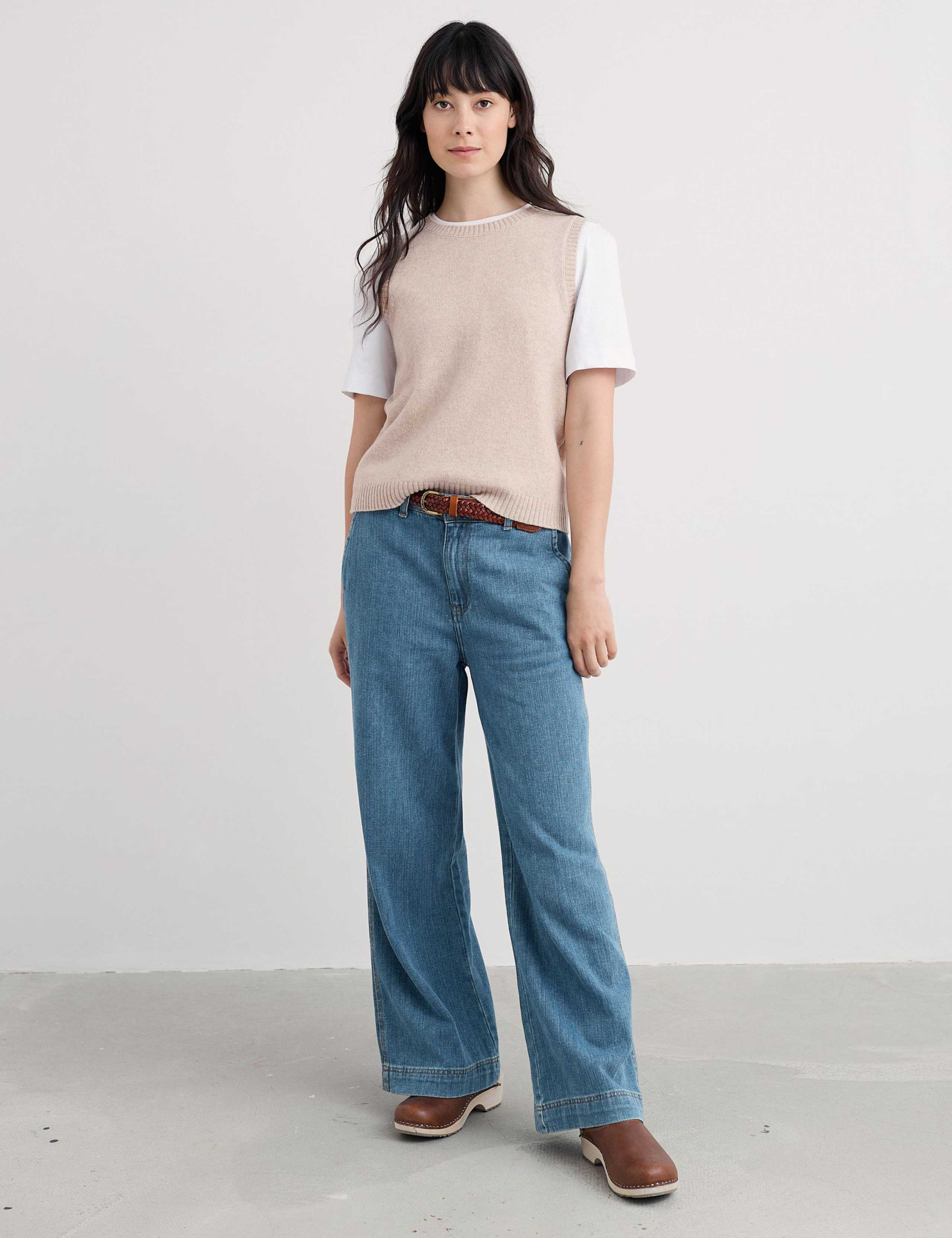 Merino Wool Rich Crew Neck Knitted Vest