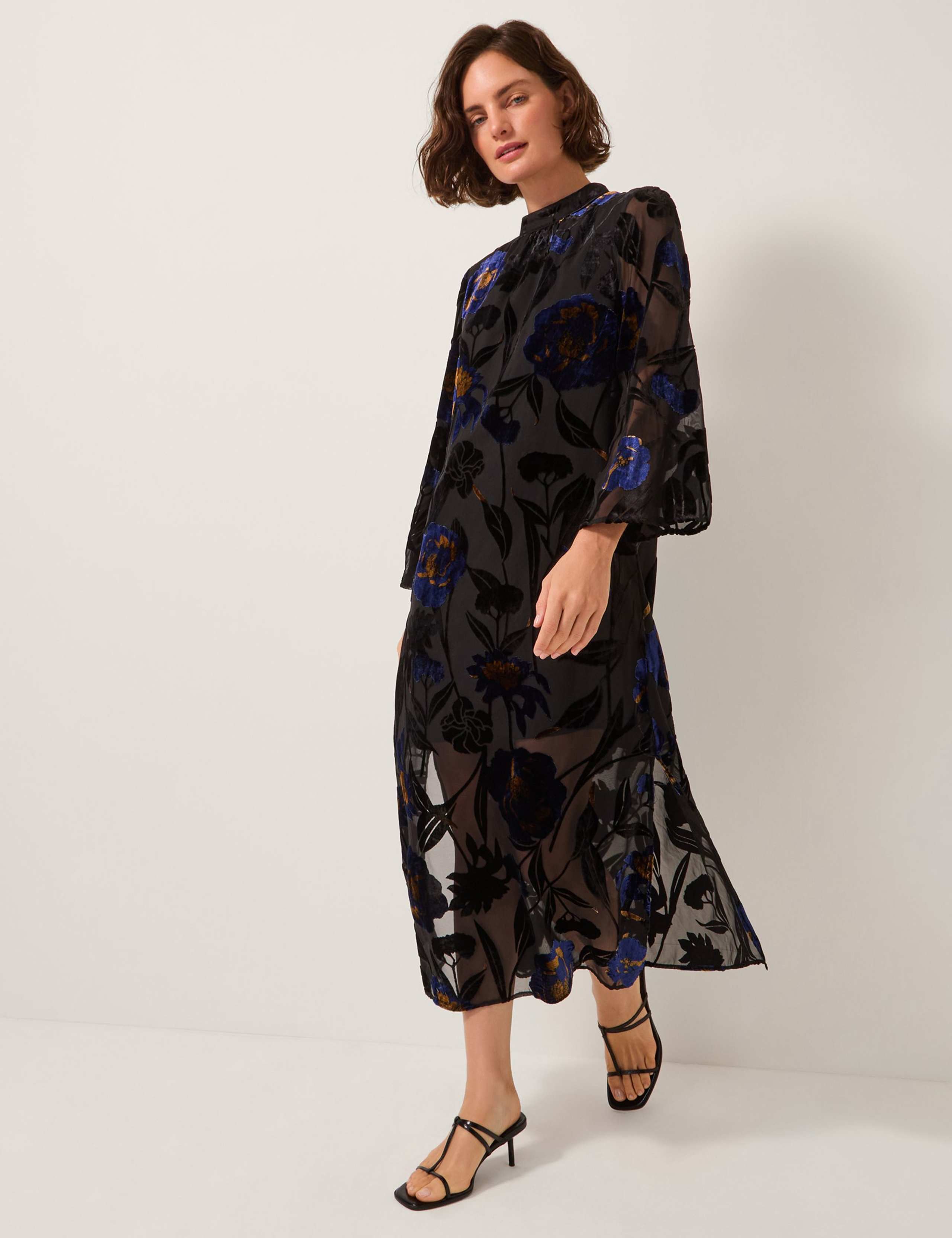 Floral Bandeau High Neck Maxi Dress