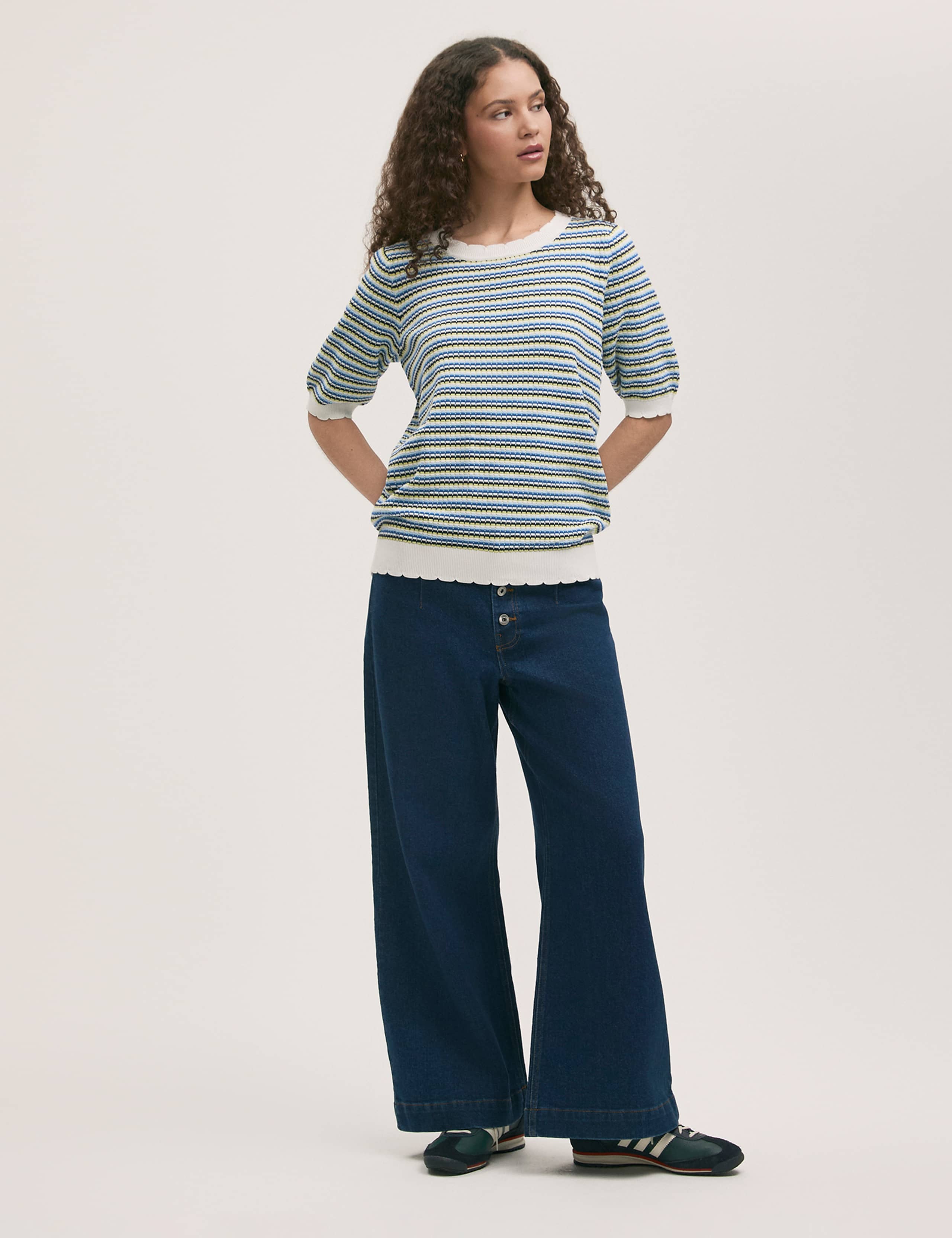 Pure Cotton Striped Knitted Top