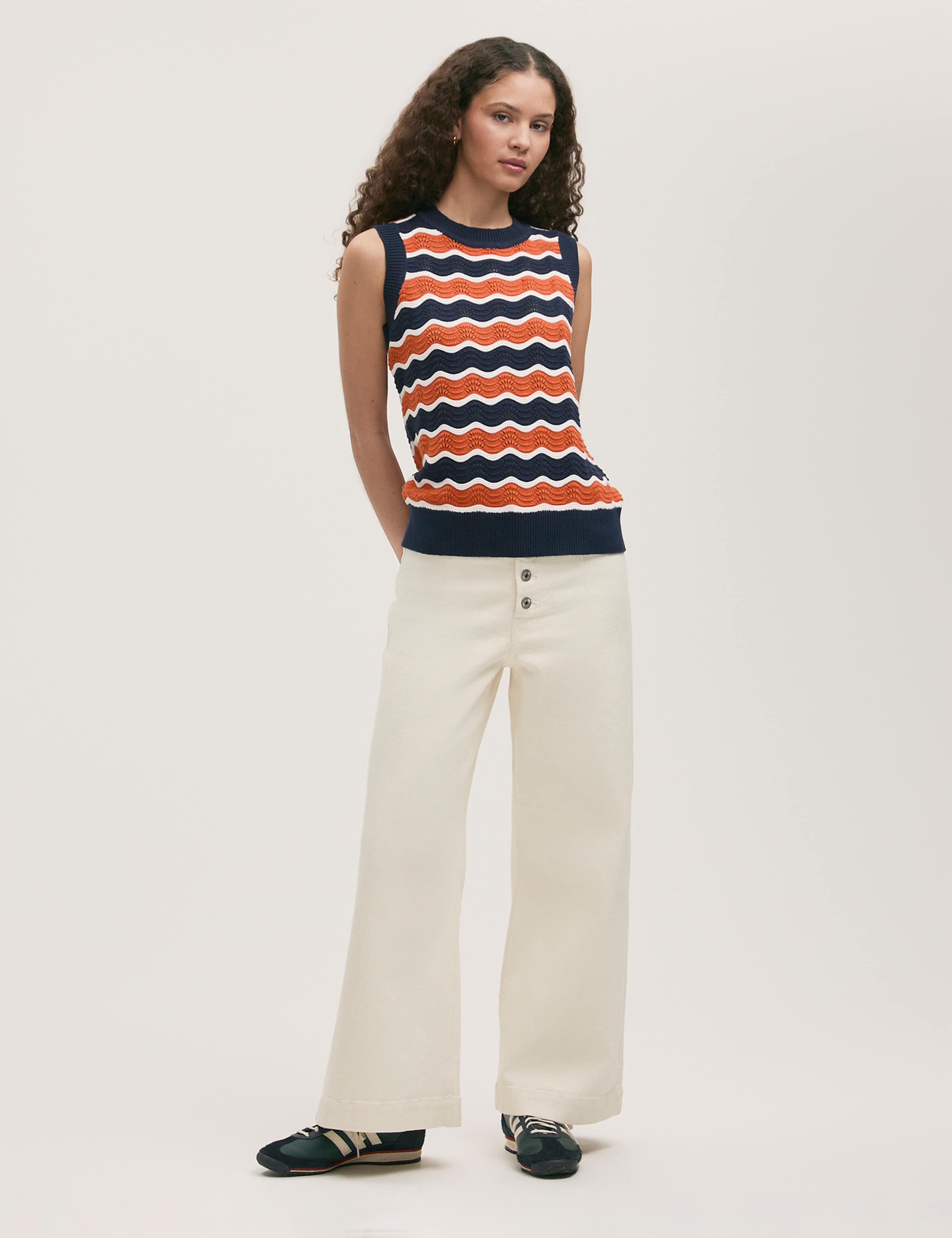 Pure Cotton Striped Knitted Top