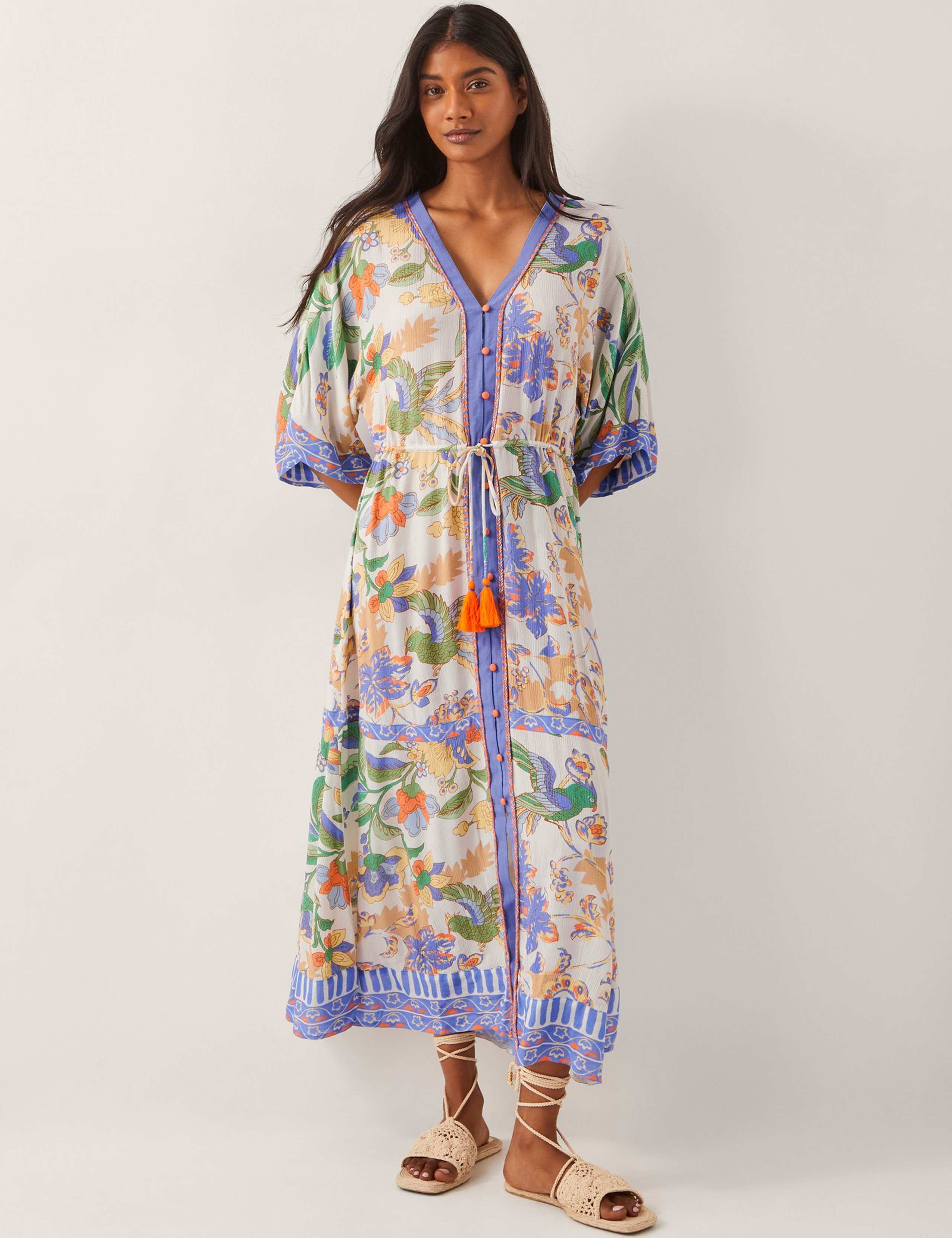 Floral V-Neck Midi Waisted Dress