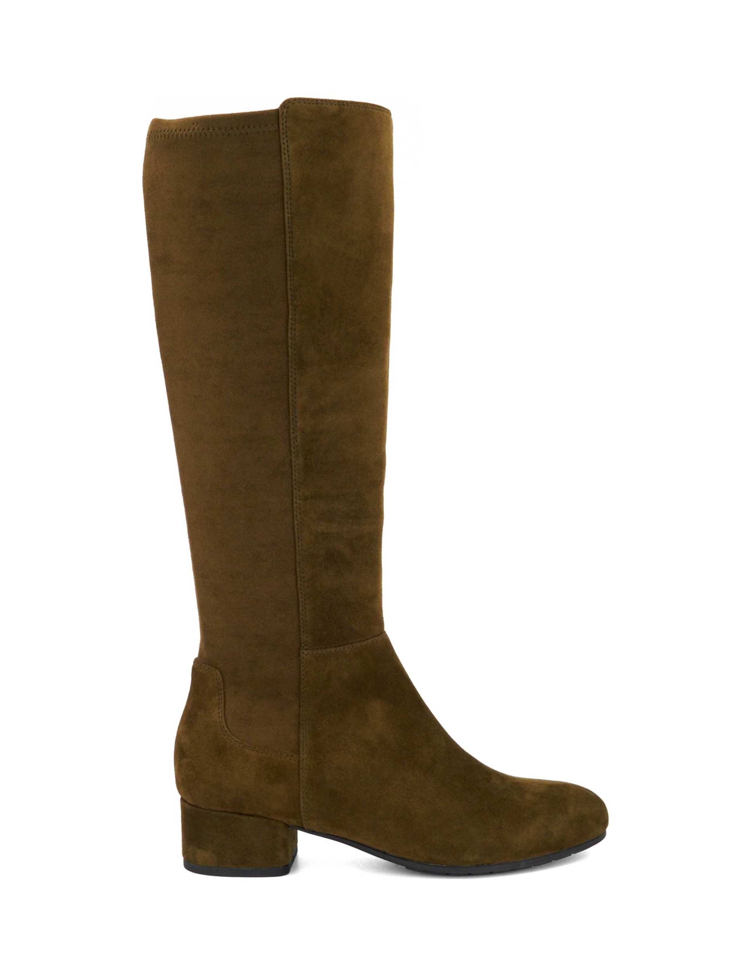 Suede Block Heel Knee High Boots