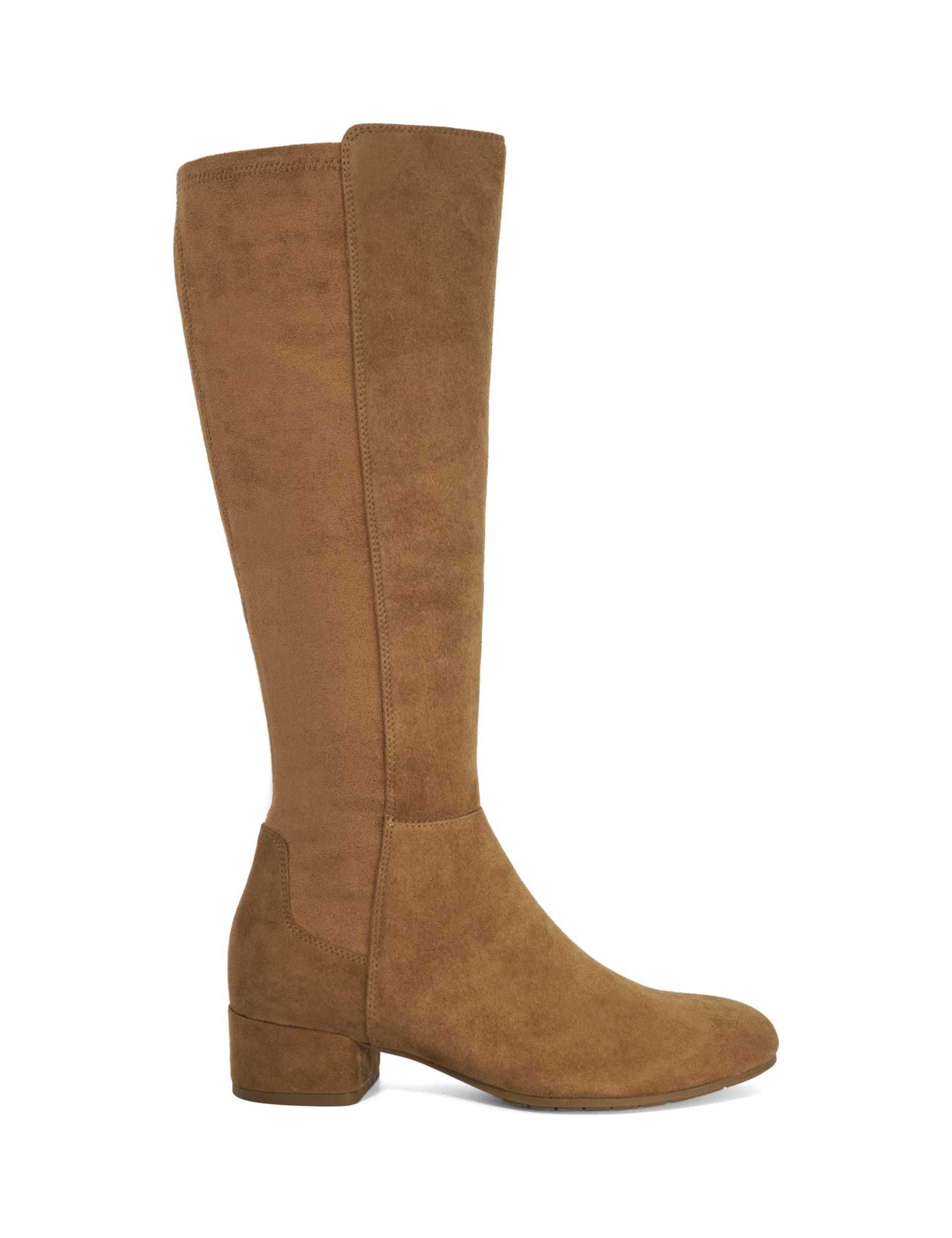 Suede Block Heel Knee High Boots