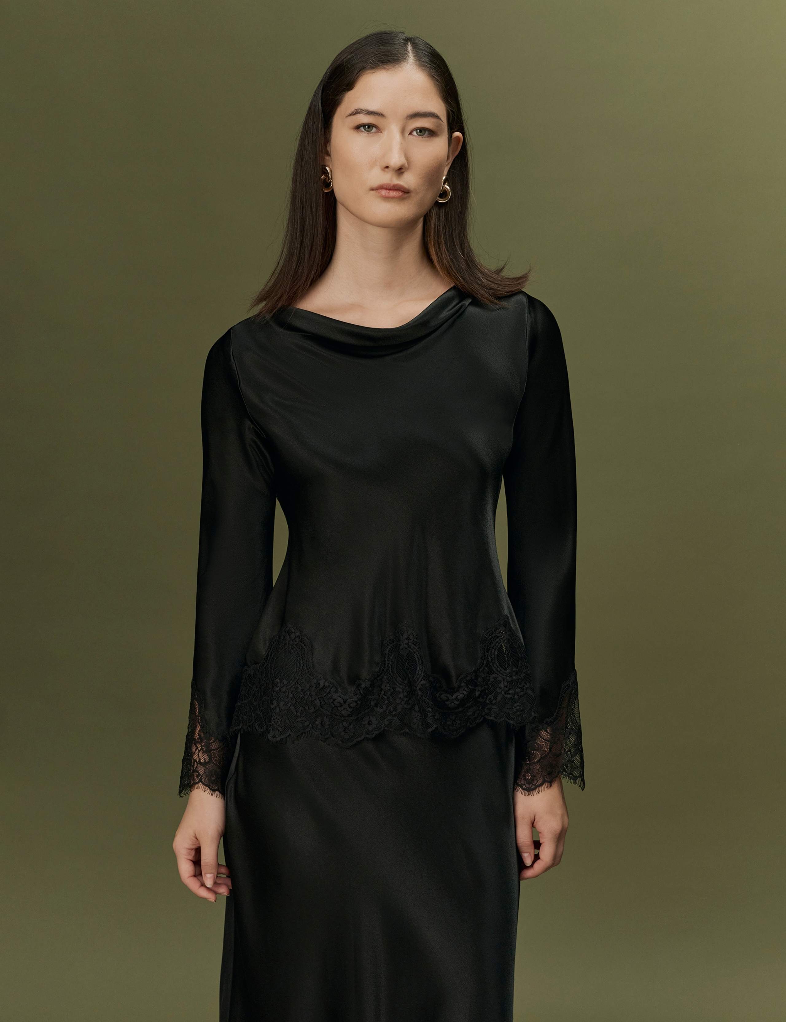 Satin Lace Insert Top