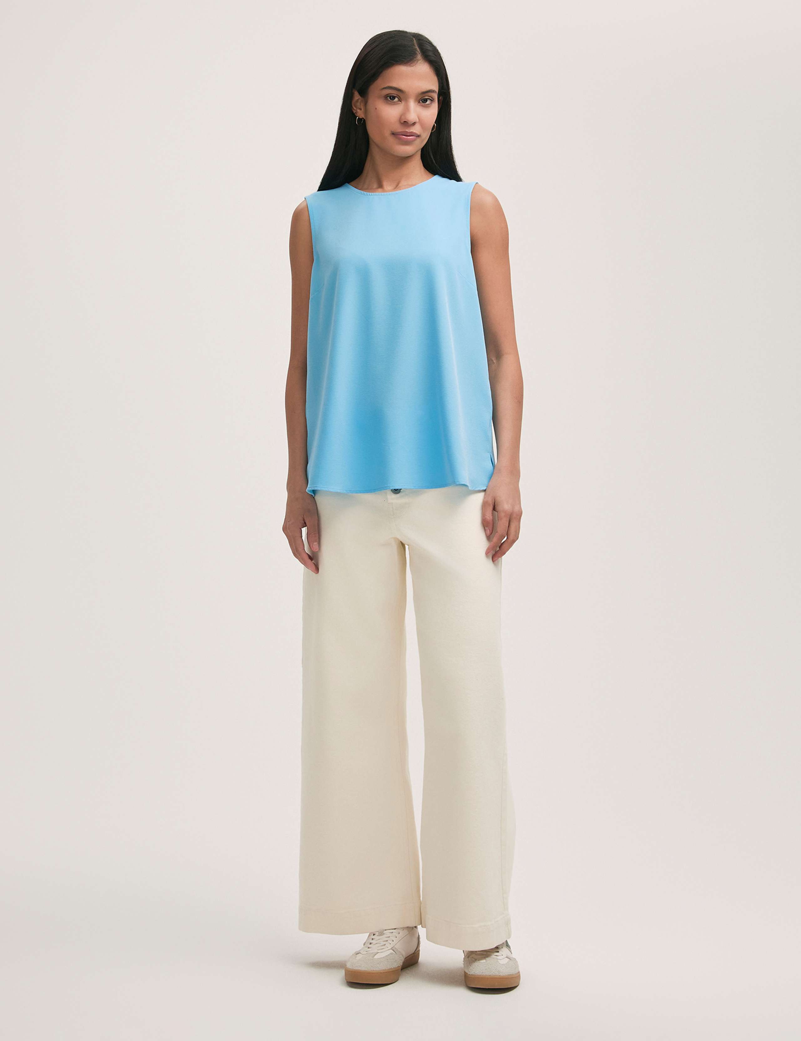 Crepe Round Neck Shell Top