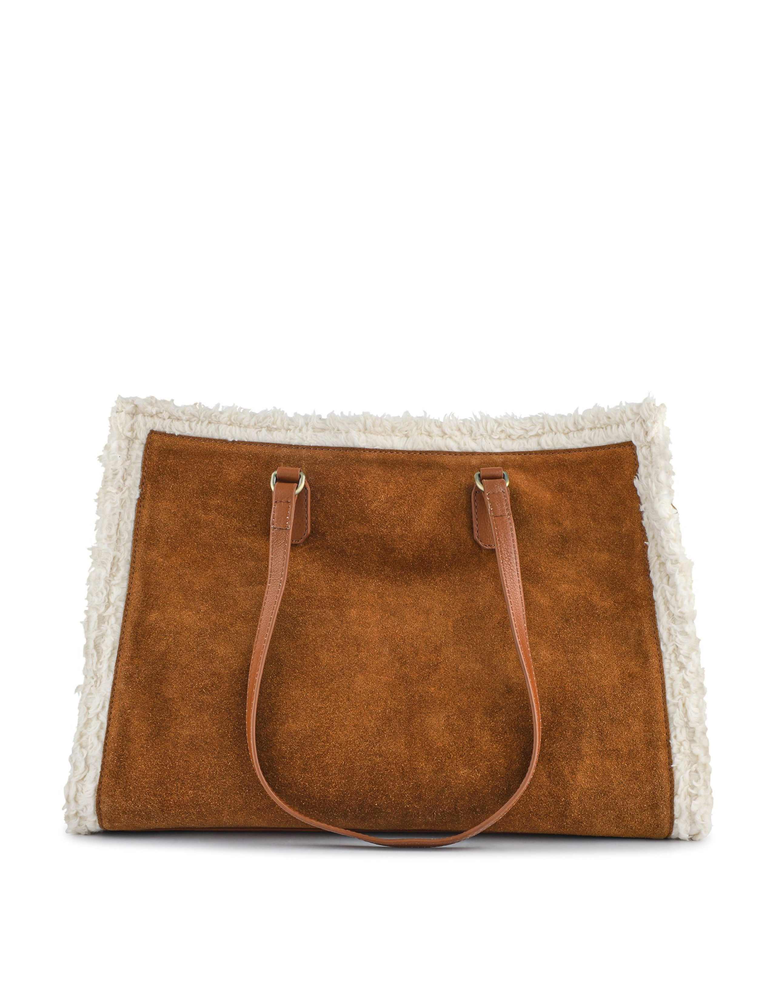 Leather Fur Trim Shoulder Bag