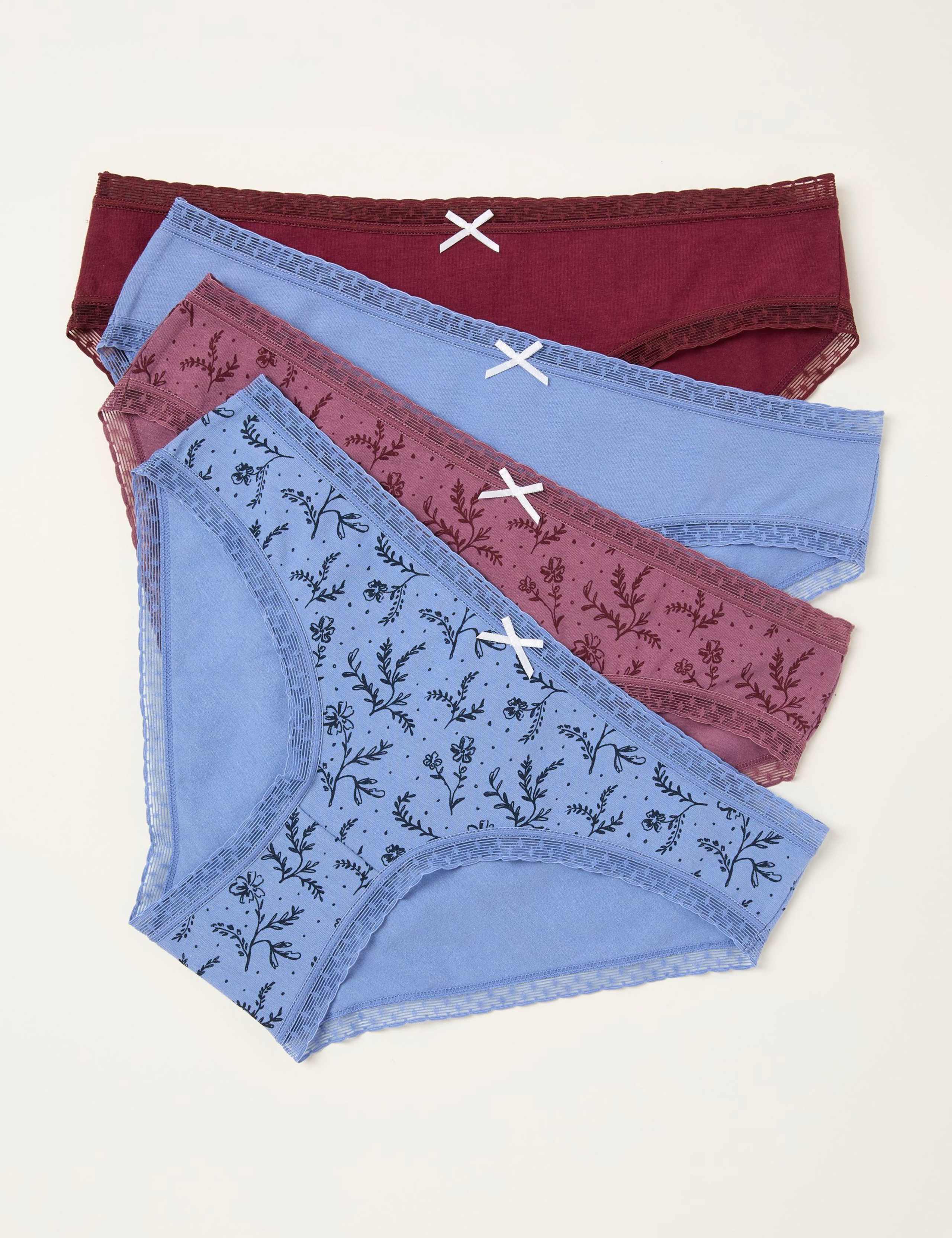 4pk Cotton Rich Floral Knickers