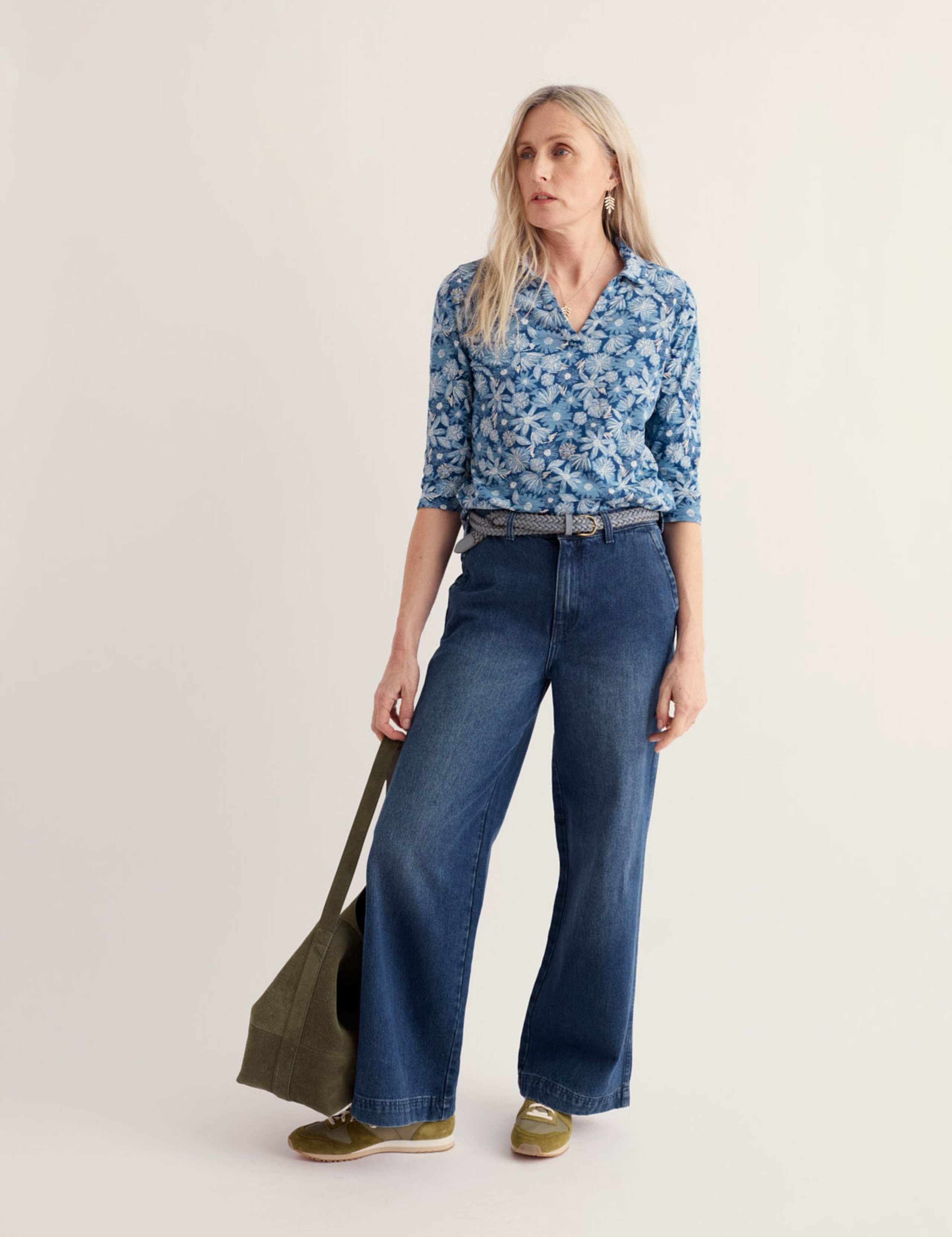 Pure Cotton Floral Notch Neck Shirt